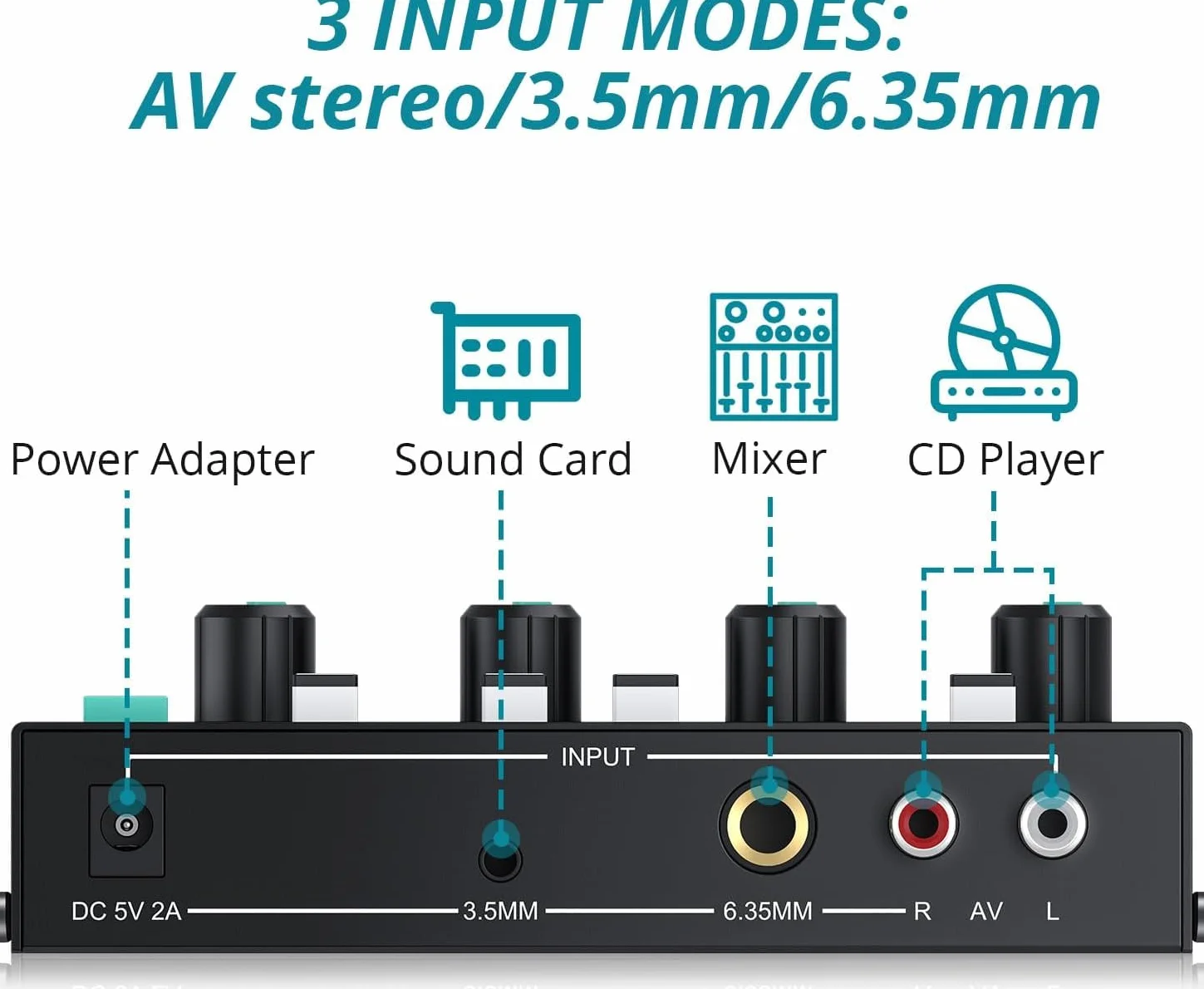 4-kanałowy wzmacniacz słuchawkowy, przełącznik mono/stereo z wyjściem TRS 1/10.2 cm i 1/20.3 cm, 7 kolorów RGB LED, lekki metalowy rozdzielacz słuchawek do studia muzycznego, gier, nagrywania