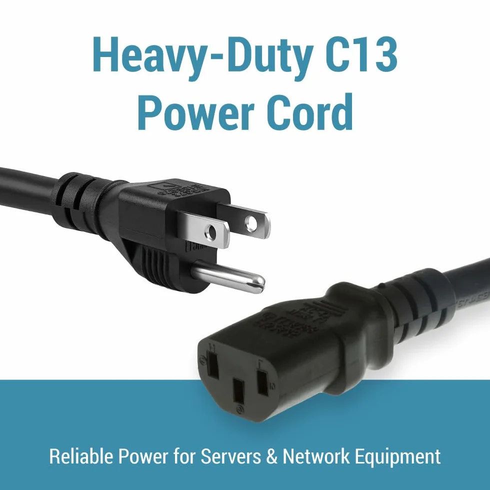 CablesAndKits - Wytrzymały przewód zasilający AC 1,8 m – 3-pinowy zapasowy przewód zasilający 15 A/125 V, 14 AWG, NEMA 5-15P do IEC-60320-C13-3 AC przewód zasilający do komputera, monitora