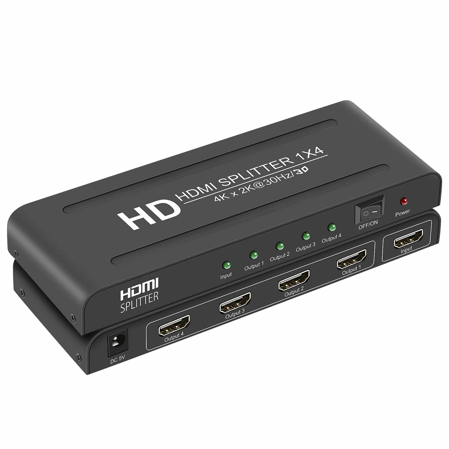 Rozdzielacz HDMI 1 w 4 wyjścia, rozdzielacz HDMI 1 x 4, obsługa audio i wideo 4K 30 Hz Full HD 1080p i 3D, kompatybilna z Xbox PS3/4 odtwarzaczem Blu-Ray, HDTV, STB, DVD, projektorem itp.