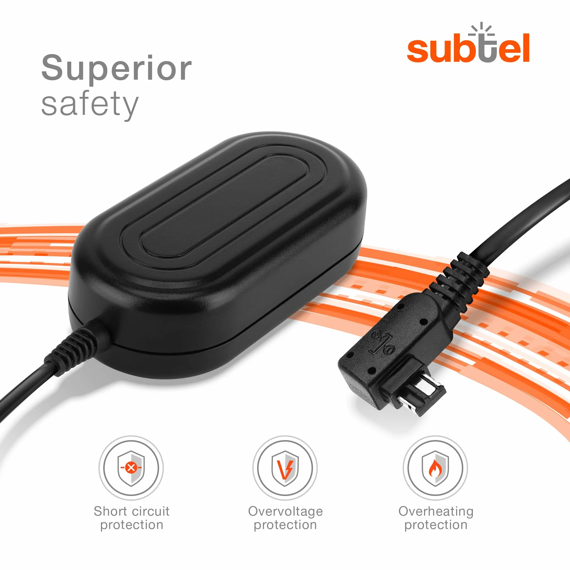 subtel® Zasilacz AC-PW10AM do Sony A58 SLT-A58 A57 A65 Alpha A77 II A99 II A100 A200 A230 A290 A300 A330 A350 A350 kamera, kamera ok. 3 m adapter sieciowy kabel zasilający ładowarka