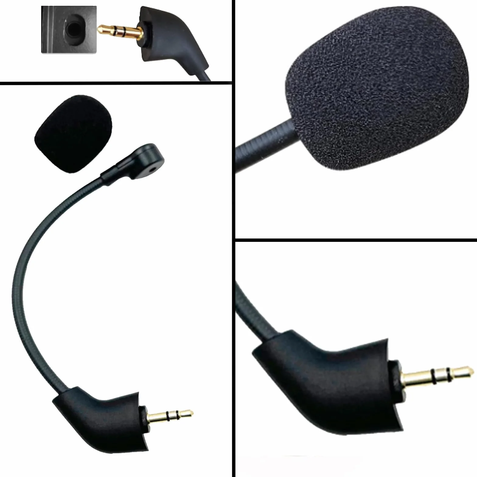 Wymienny mikrofon 3,5 mm Boom for Hyperx Cloud 2, redukcja szumów Micro Gaming kompatybilny z słuchawkami dla HyperX Cloud Alpha, Cloud Core, Cloud Pro, Cloud X, Micro Gaming do PS5, PC