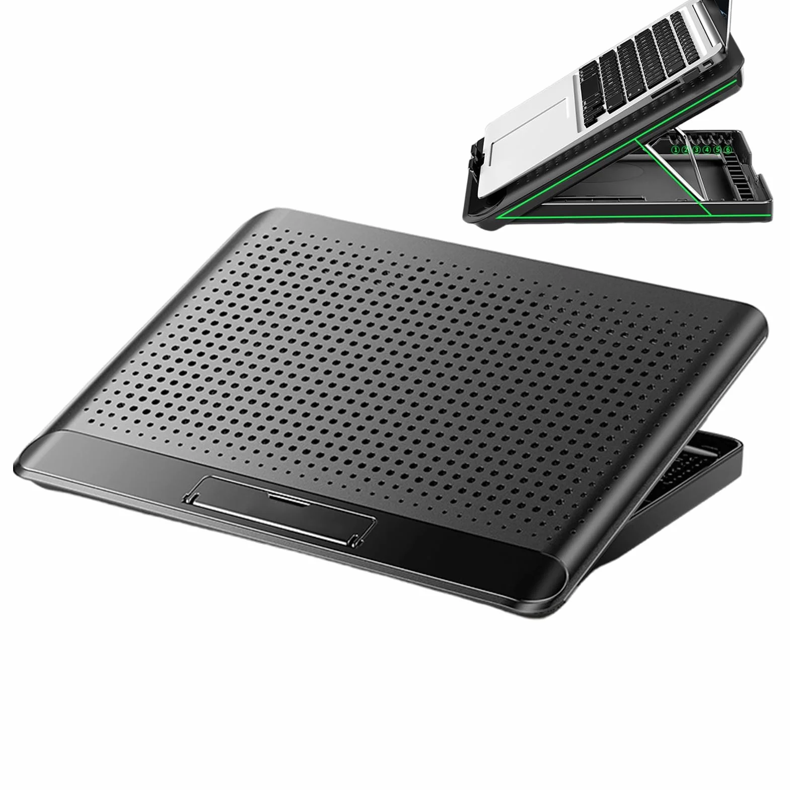 Podkładka Chłodząca Do Laptopa Regulowany Chłodzenia Komputera | Cichy Wentylator Chłodzący Aluminiowy Do Laptopa I Komputera dla Biurka Klawiatury Telefonu Tableta Książki Domu Miejsca