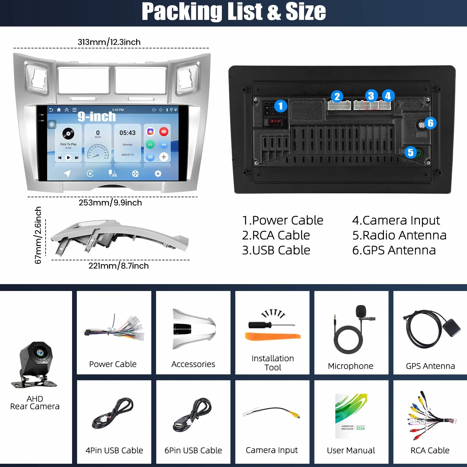 CAMECHO 4+64G Android 15 radio samochodowe do Toyota