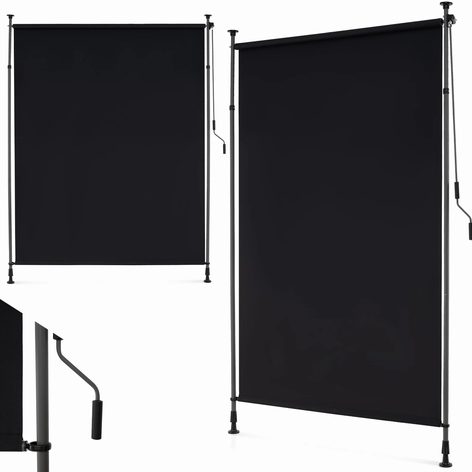 COSTWAY Markiza pionowa zewnętrzna, markiza pionowa, 250 x 220-310 cm, z regulacją wysokości i wysuwana, bez wiercenia, roleta balkonowa z korbą, ochrona przed spojrzeniami, na balkon, taras