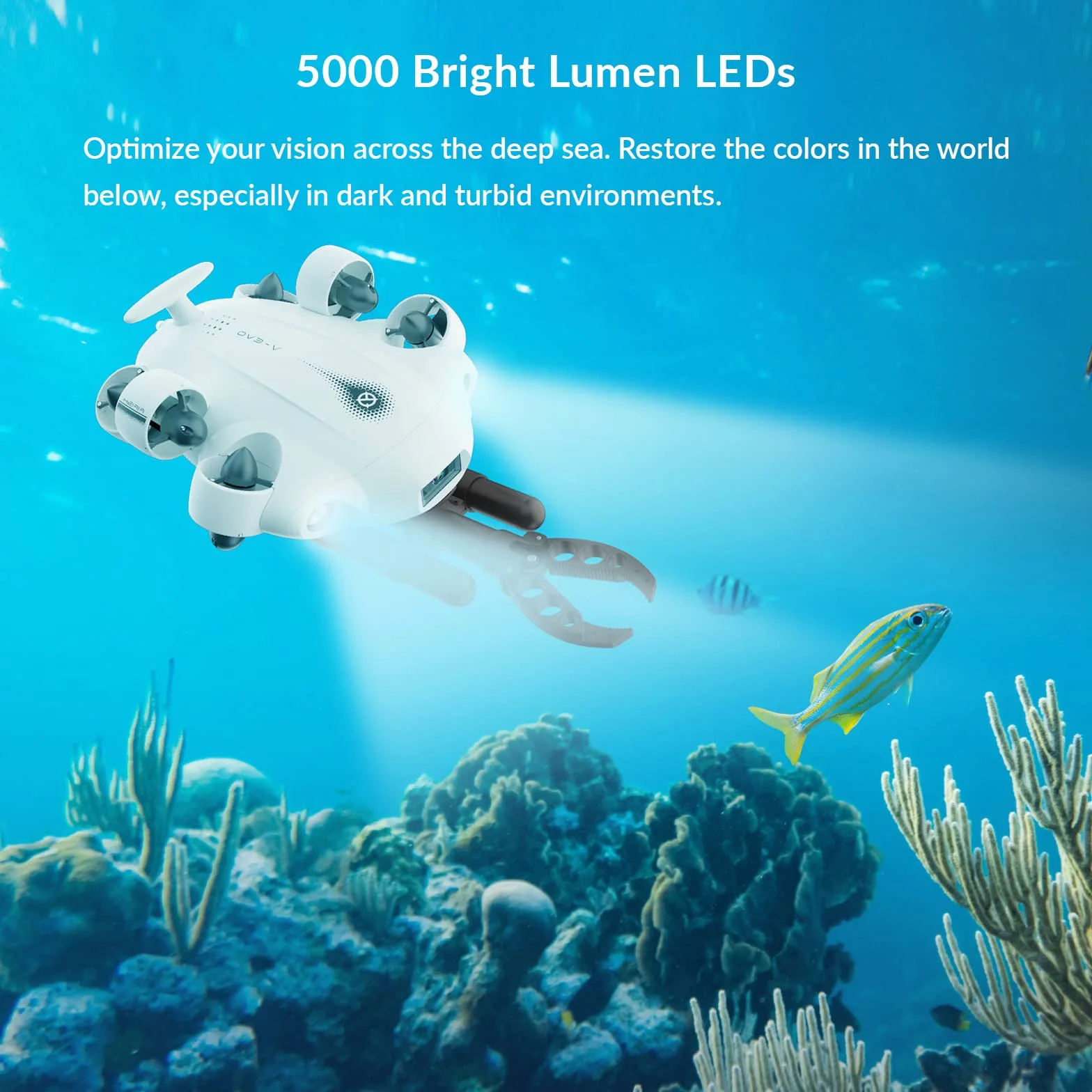 FIFISH V-EVO Podwodny dron 4K z ramieniem robota blokada wzroku AI 360° ruch wielokierunkowy 100 m nurkowanie podwodne ROV