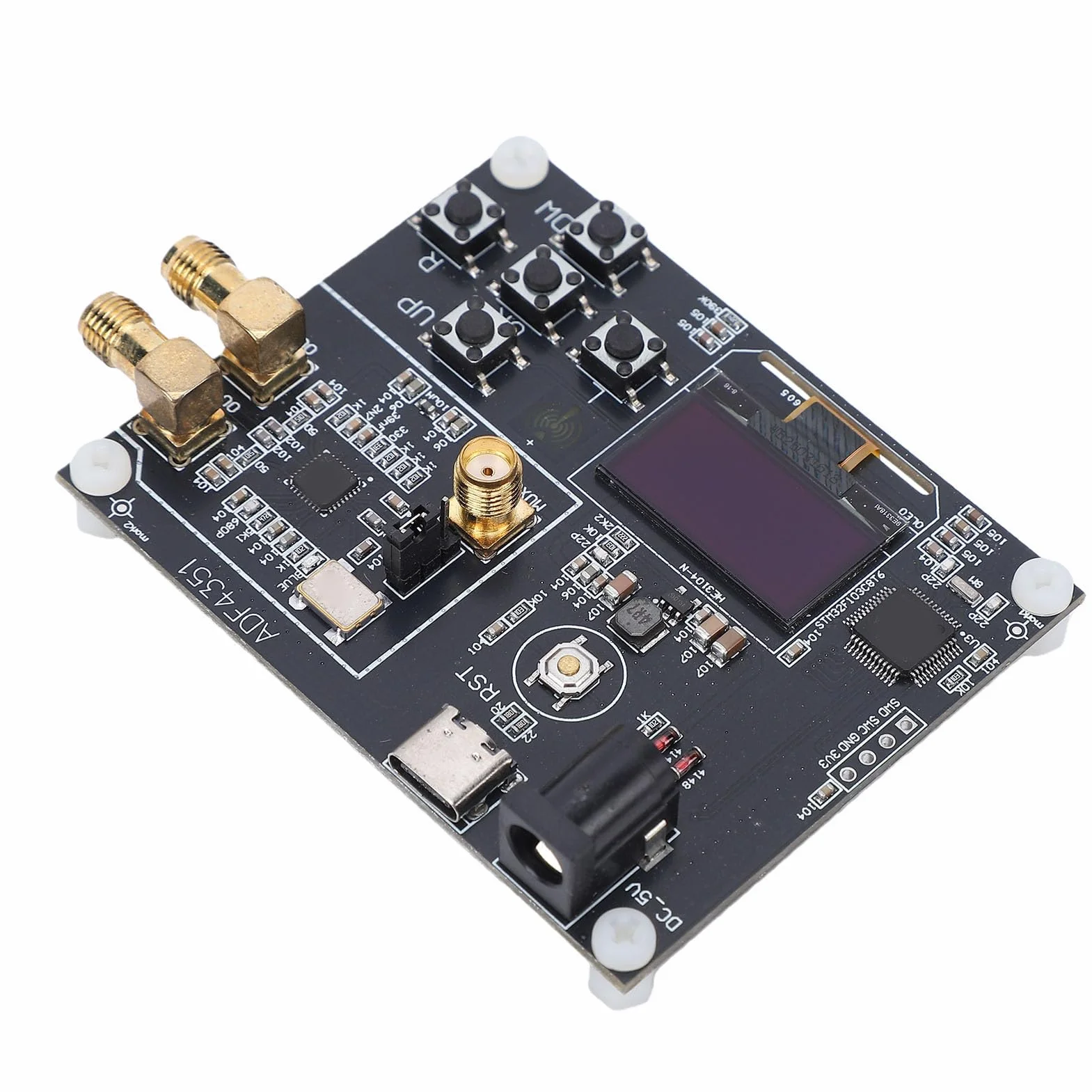 Focket ADF4351 Moduł z synchronizacją Fazy Płytka Syntezatora Częstotliwości RF 35 MHz–4,4 GHz, Szerokopasmowy Generator Sygnału RF PLL z Wyświetlaczem i Wyjściem SMA do Testowania Komunikacji i