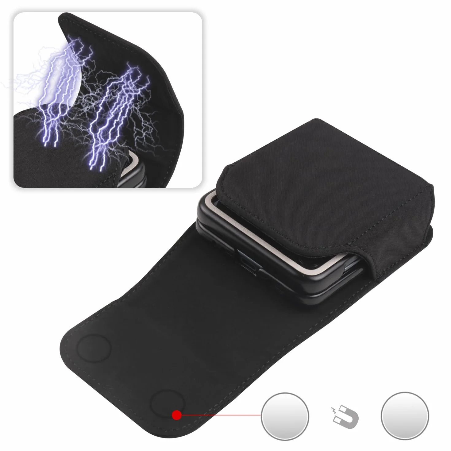 Etui na pasek z klipsem, kompatybilne z Samsung Galaxy Z Flip 7, 6, 5, 4, 3, Moto RAZR 5G, wodoodporne, z zapięciem magnetycznym, kompatybilne z Huawei Pura X/P50 Pocket S