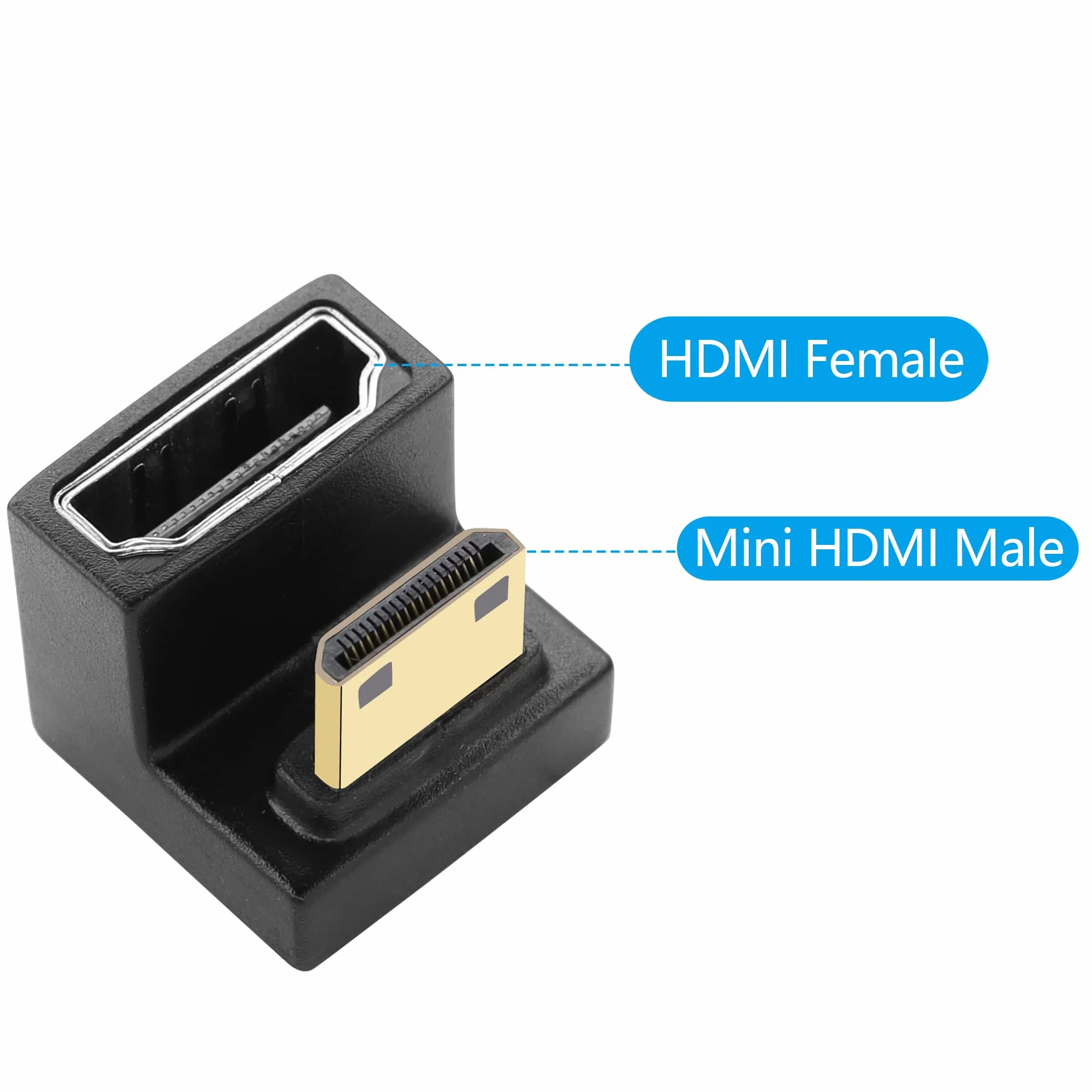 GINTOOYUN U Form Adapter Mini HDMI na HDMI 8K mini wtyczka do 180 stopni gniazda przedłużacz do aparatu, laptopa, tabletu, HDTV, projektora, 2 szt.