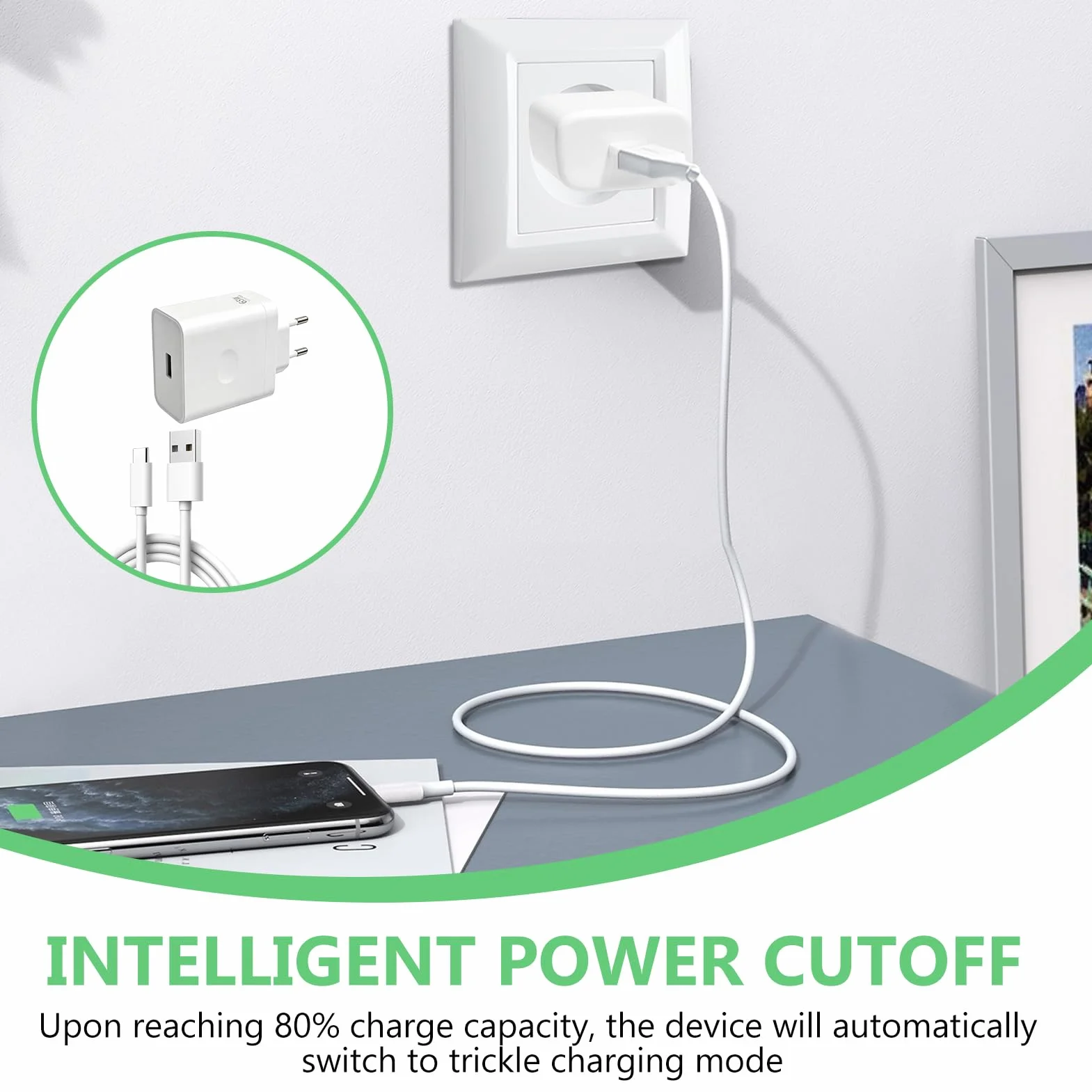 65W USB-C Ładowarka do Super-VOOC, ładowarka super-vooc z kablem USB-A na C Find X7/X6/X5/X3/Reno 11/10/8/7/6 do One-Plus 11/10T Nord 2T/10 Pro do Real-me GT/9 Pro