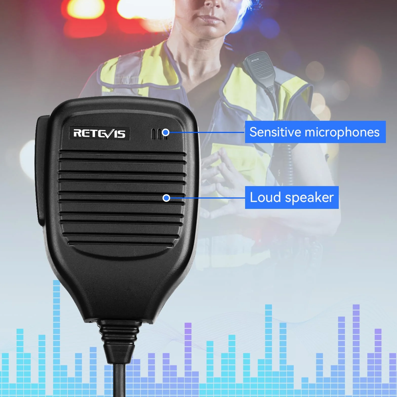 Głośnik Ręczny Retevis 2-Stykowy Radiotelefon Zdalny Głośnik Mikrofon Kompatybilny z Walkie Talkie Retevis RT24 RT28 RT27 Baofeng BF-888S UV-5R KENWOOD WOUXUN HYT TYT (2 Szt.)
