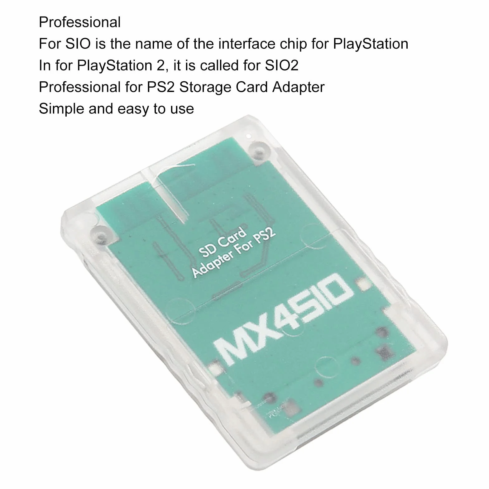 MX4SIO SIO2SD Adapter Kart SD do Konsoli, Czytnik Kart Pamięci, Plug And Play, Profesjonalny Adapter Kart Pamięci SD do Konsoli FAT(przezroczysty biały)