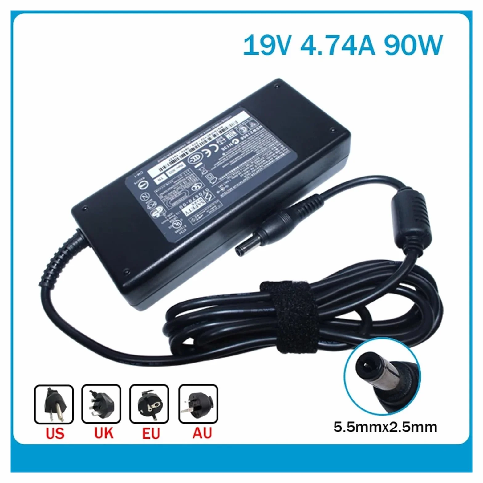Zasilacz sieciowy do laptopa 100-240V 50-60Hz 19V 4,74A 5,5 x 2,5 mm 90 W 5,5 x 2,5 m(UK)