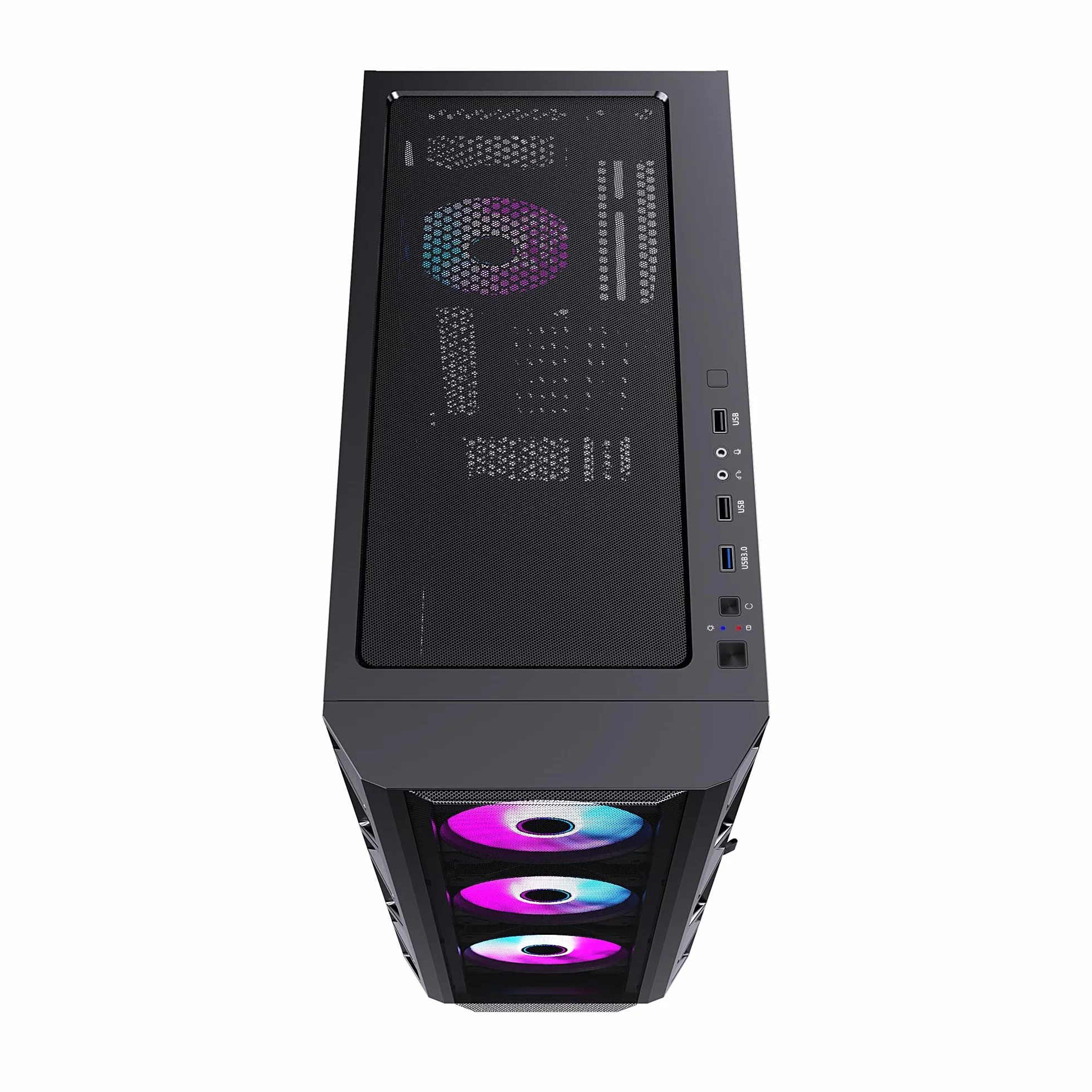 PREYON Obudowa PC Komputerowa Mid Tower Modułowa ARGB Szkło Hartowane Micro ATX Mini ITX Gaming Chłodzenie Wodne USB 2.0 3.0 Magnetyczny Filtr Kurzu 4 Wentylatory Grafika 360mm – Nest Meshy+