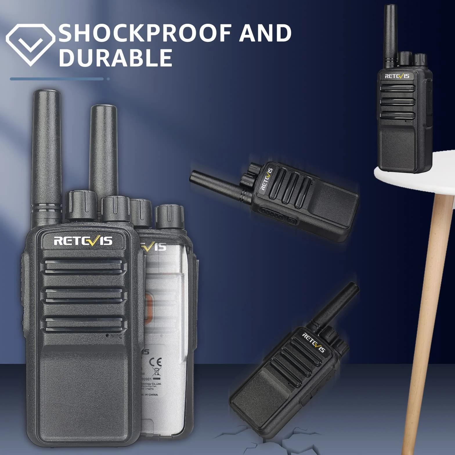 Retevis NR610 Walkie Talkie, Redukcja Szumów AI, Ręczne Walkie Talkie ze Słuchawkami, PMR446 VOX, 1200mAh USB-C Akumulator Krótkofalówki dla Dorosłych, Restauracja, Bezpieczeństwo (4 Sztuki, Czarny)