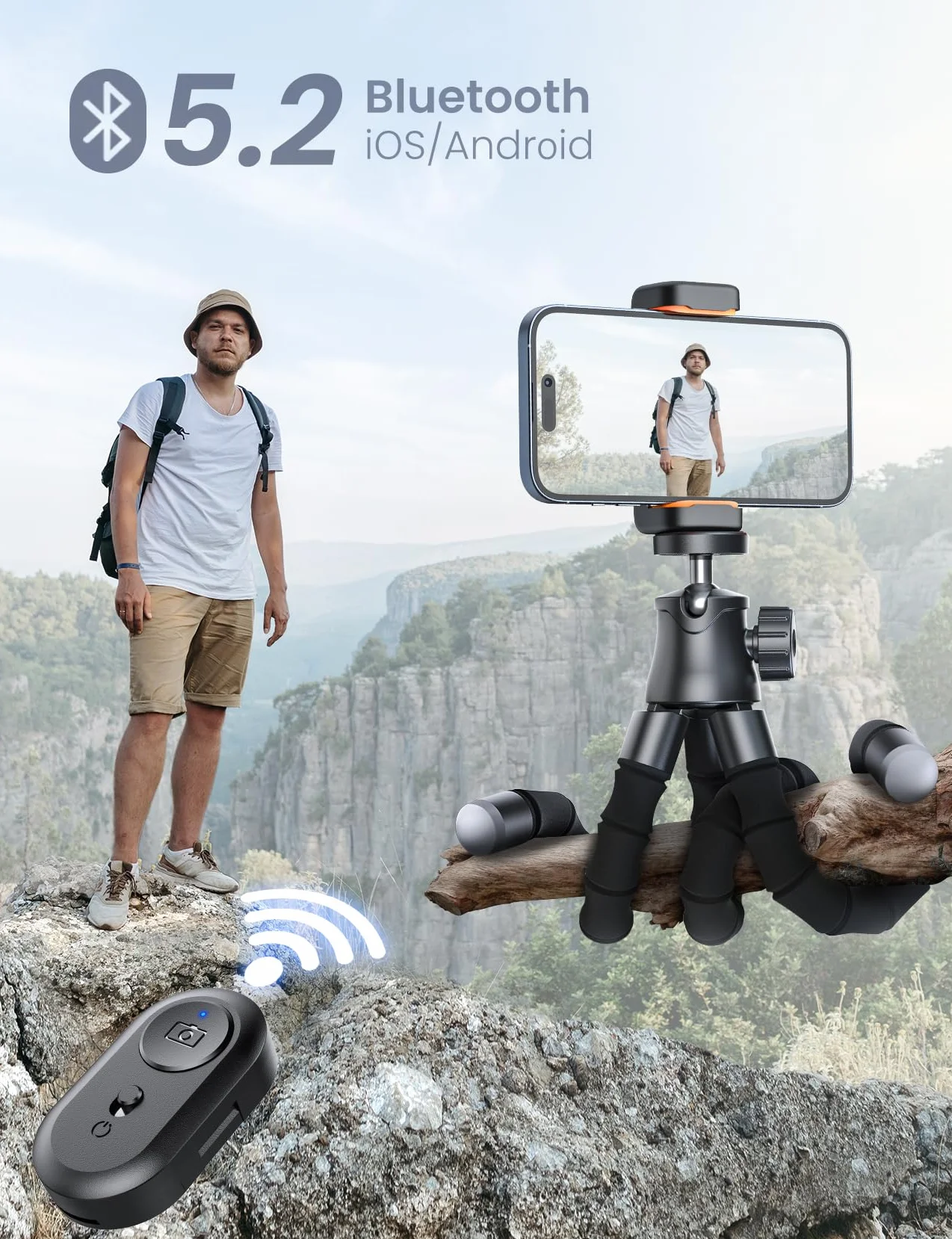Przenośny statyw do telefonu 360° z pilotem do nagrywania wideo