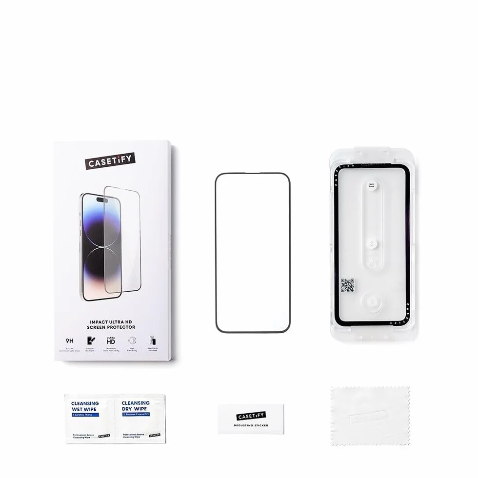 CASETiFY Osłona ekranu Impact Ultra HD [wzmocnione szkło glinokrzemianowe 9H, aplikator w zestawie] do iPhone'a 16 Pro
