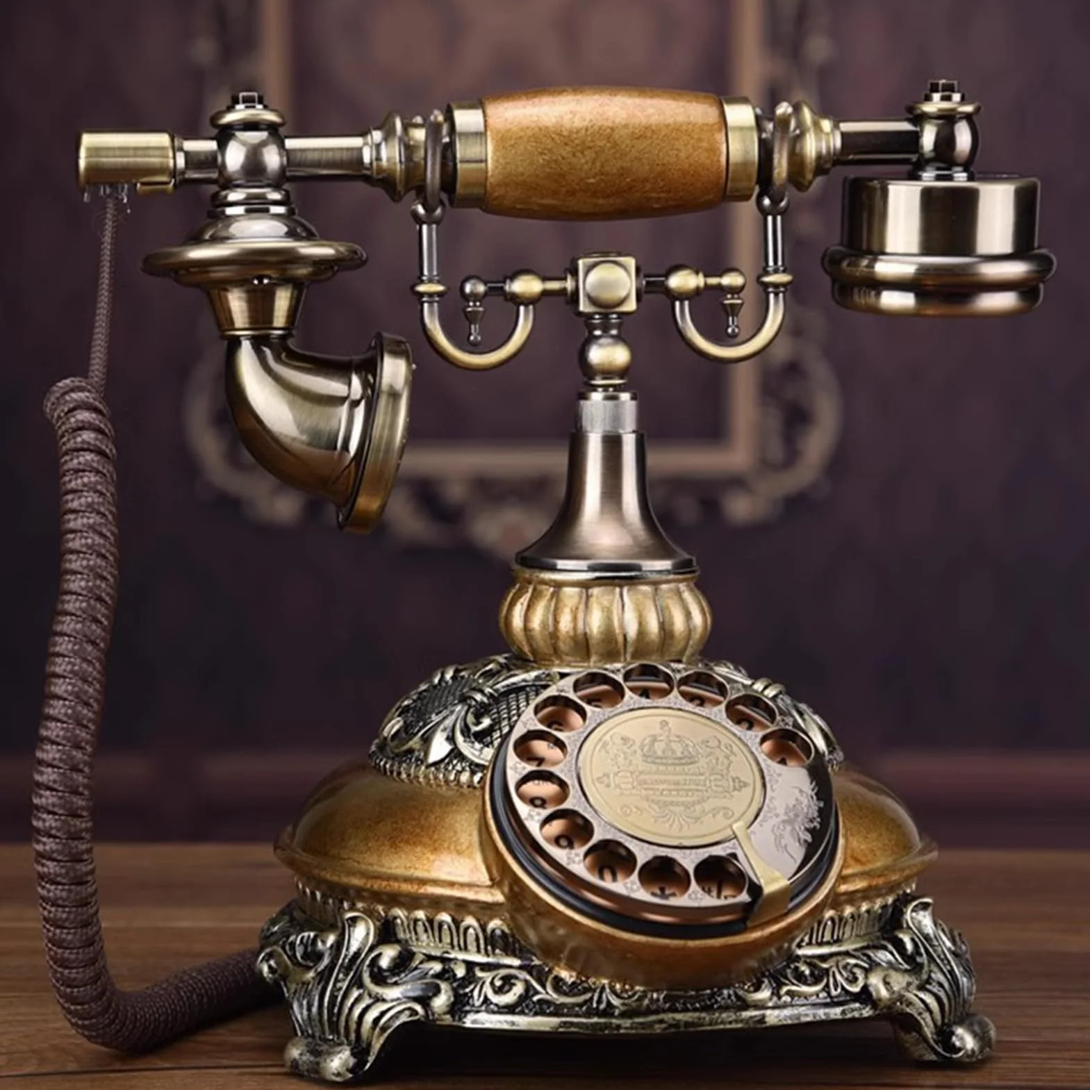 HJMMWT Zabytkowy, zabytkowy telefon stacjonarny, klasyczny telefon przewodowy w stylu retro, staroświecki, dekoracyjny telefon stacjonarny, biurko do domowego biura, hotelowy bar, ozdoba dekoracyjna