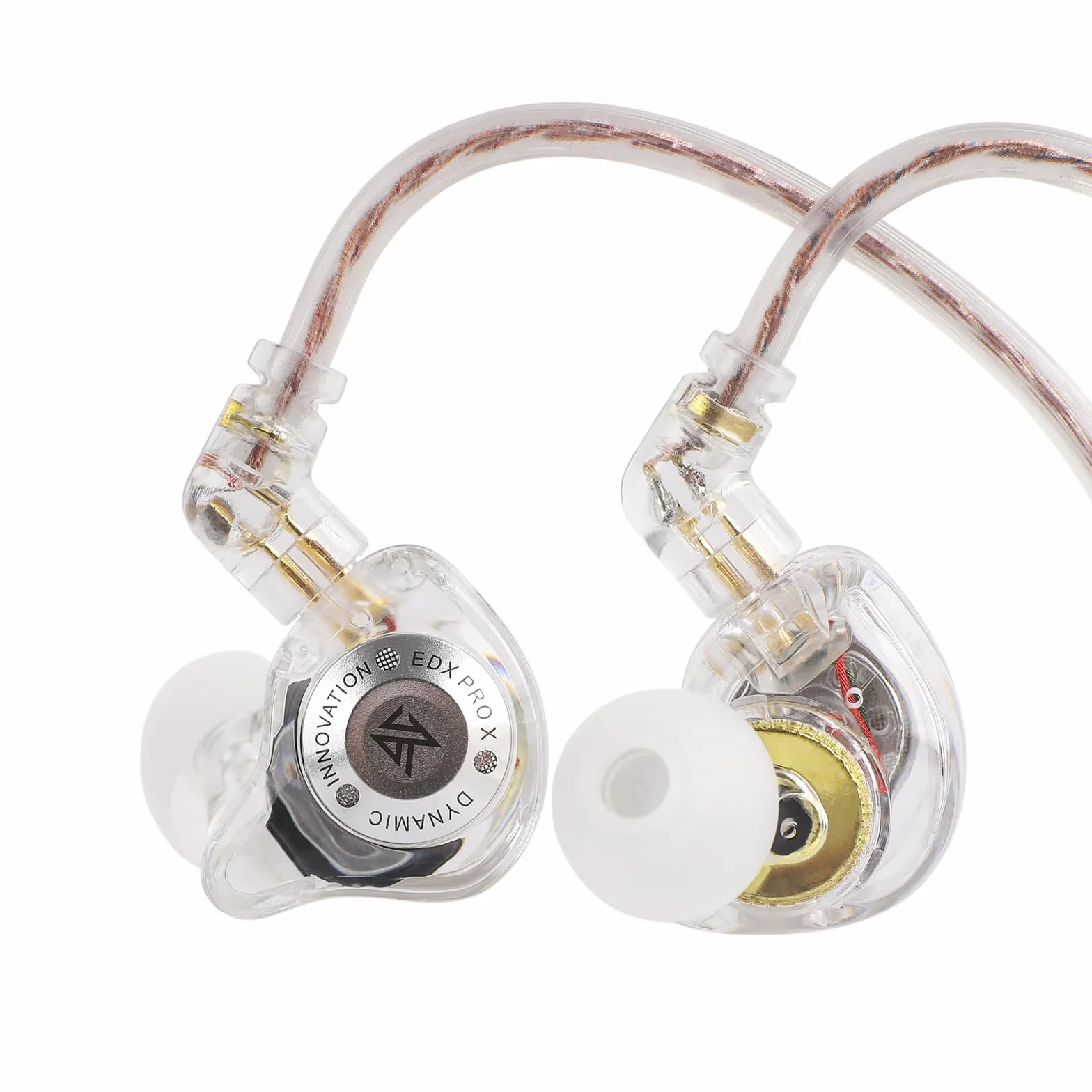Linsoul KZ EDX Pro X Słuchawki douszne, pojedynczy dynamiczny przetwornik HiFi w ergonomicznej obudowie, przewodowe słuchawki do gier, odłączany kabel dla audiofilów（Wyraźne,Bez mikrofonu)