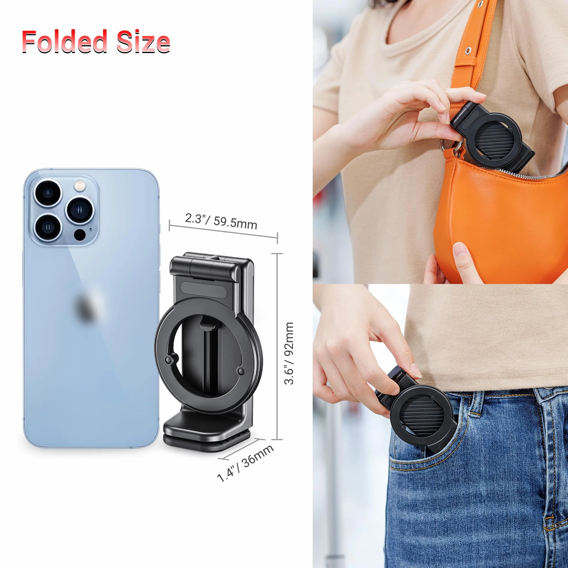 PROfezzion Podróżny Uchwyt na Telefon Magnetic Flight Phone Mount Magnetyczny obracany o 360° do iPhone'a 15 14 13 12 Serii Lub Nowszych i bezpieczny bez Magnesów, Nadaje się do Samolotu, Pociągu