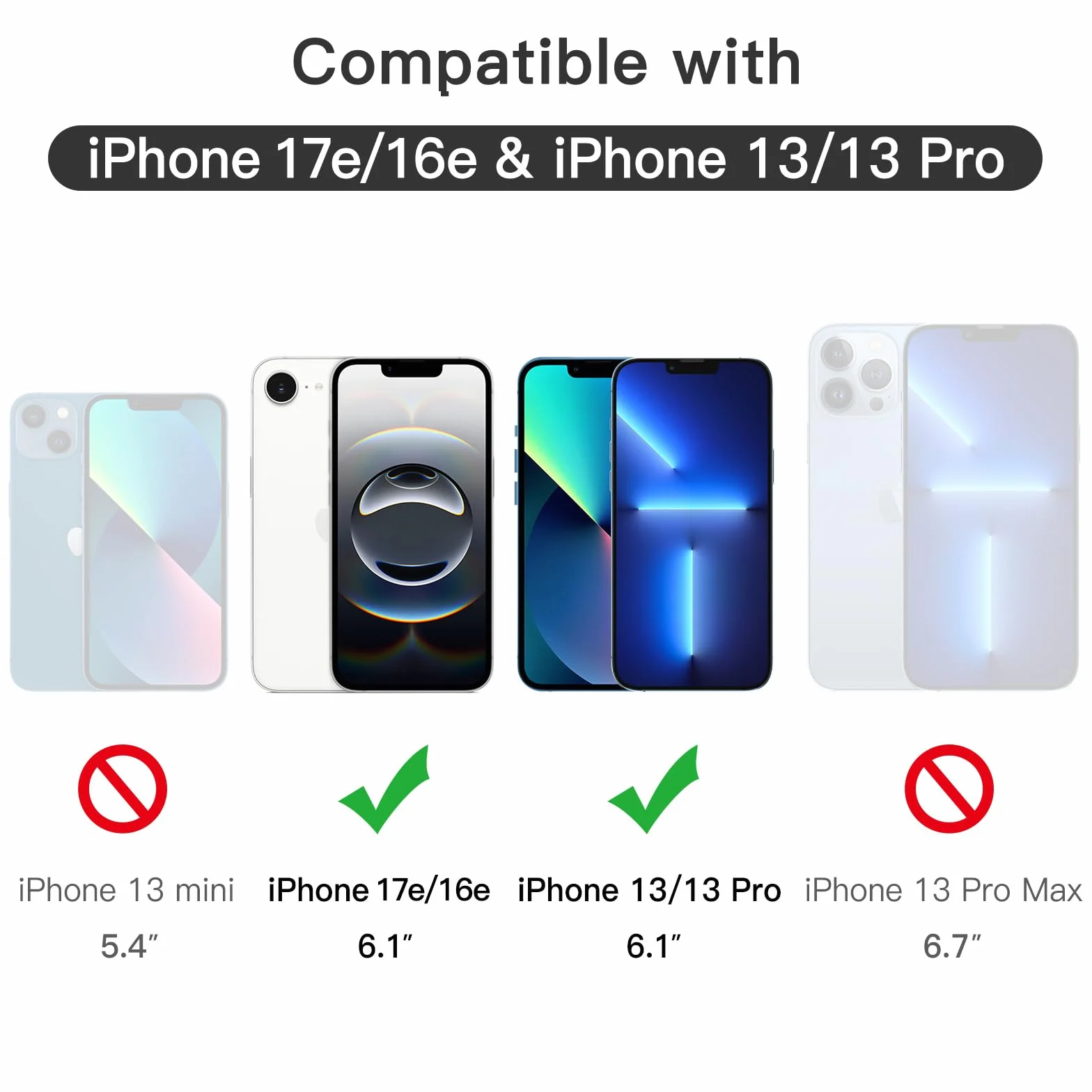 JETech Pełny Pokrycie Ochraniacz Ekranu dla iPhone 17e (2026) / iPhone 16e / iPhone 13/13 Pro, Screen Protector 9H Szkło Hartowane Film Folia, HD Przezroczyste, 6,1 Cala Wyświetlacz, 3 Sztuki