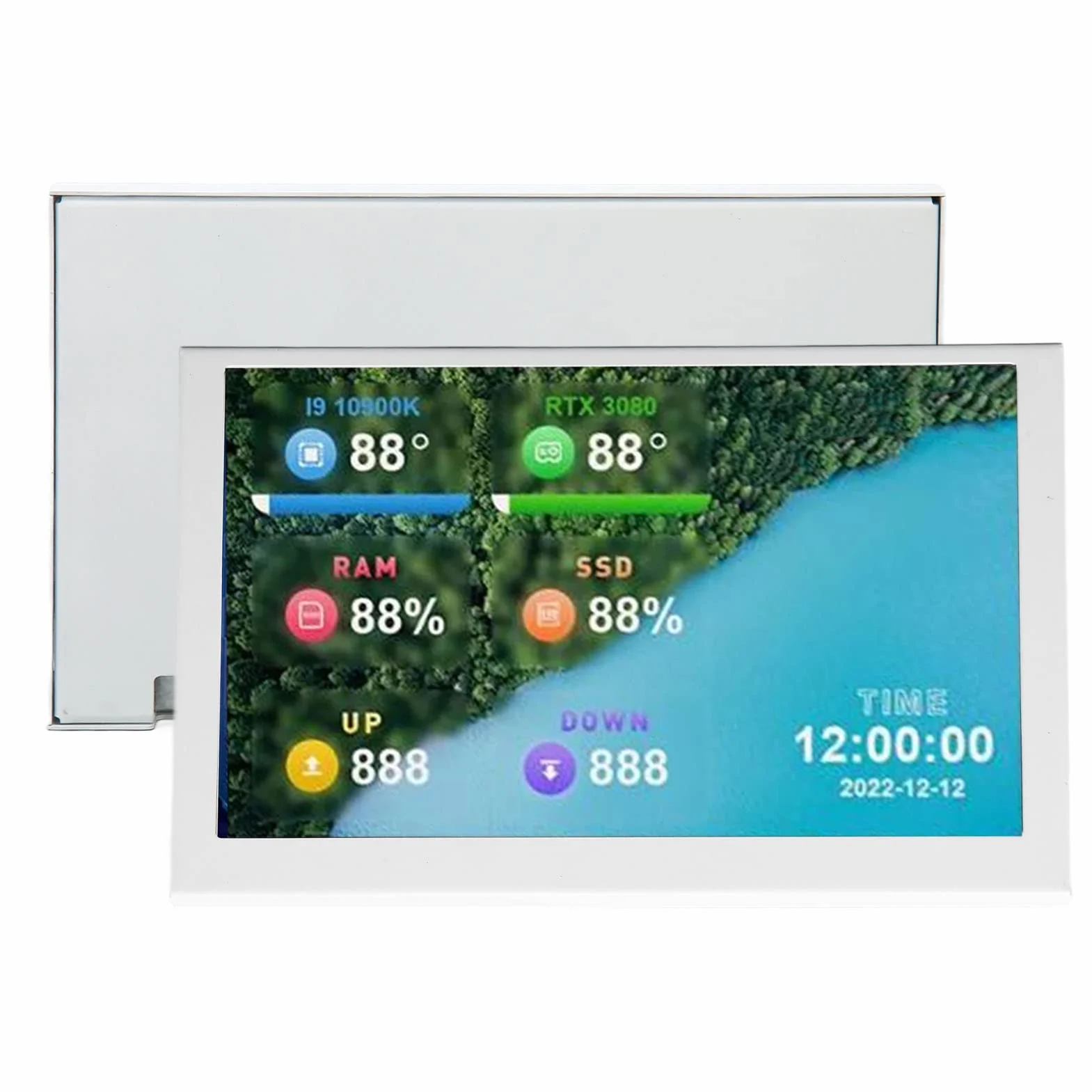 5-calowy Mini Ekran IPS USB, Dodatkowy Monitor Obudowy Komputera, do Procesora PC Monitor Danych RAM Wyświetlacz Temperatury, Ekran Pomocniczy Typu C ze Wspornikiem do