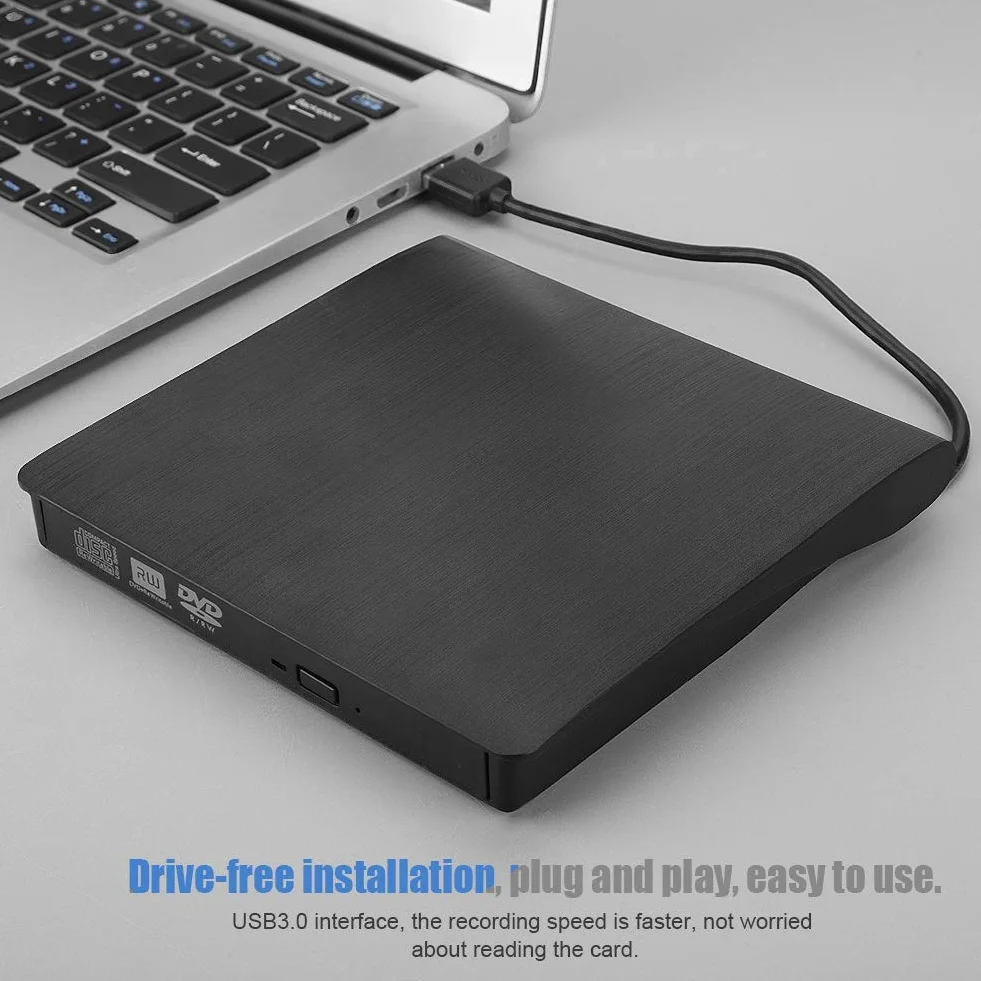 Zewnętrzny Napęd DVD/CD USB3.0, Przenośna Nagrywarka Optyczna DVD, Nagrywarka Napędu DVD USB 3.0 Odtwarzacz DVD dla/ME / 2000 / XP/VISATA / / / MAC OS8.6 itp.