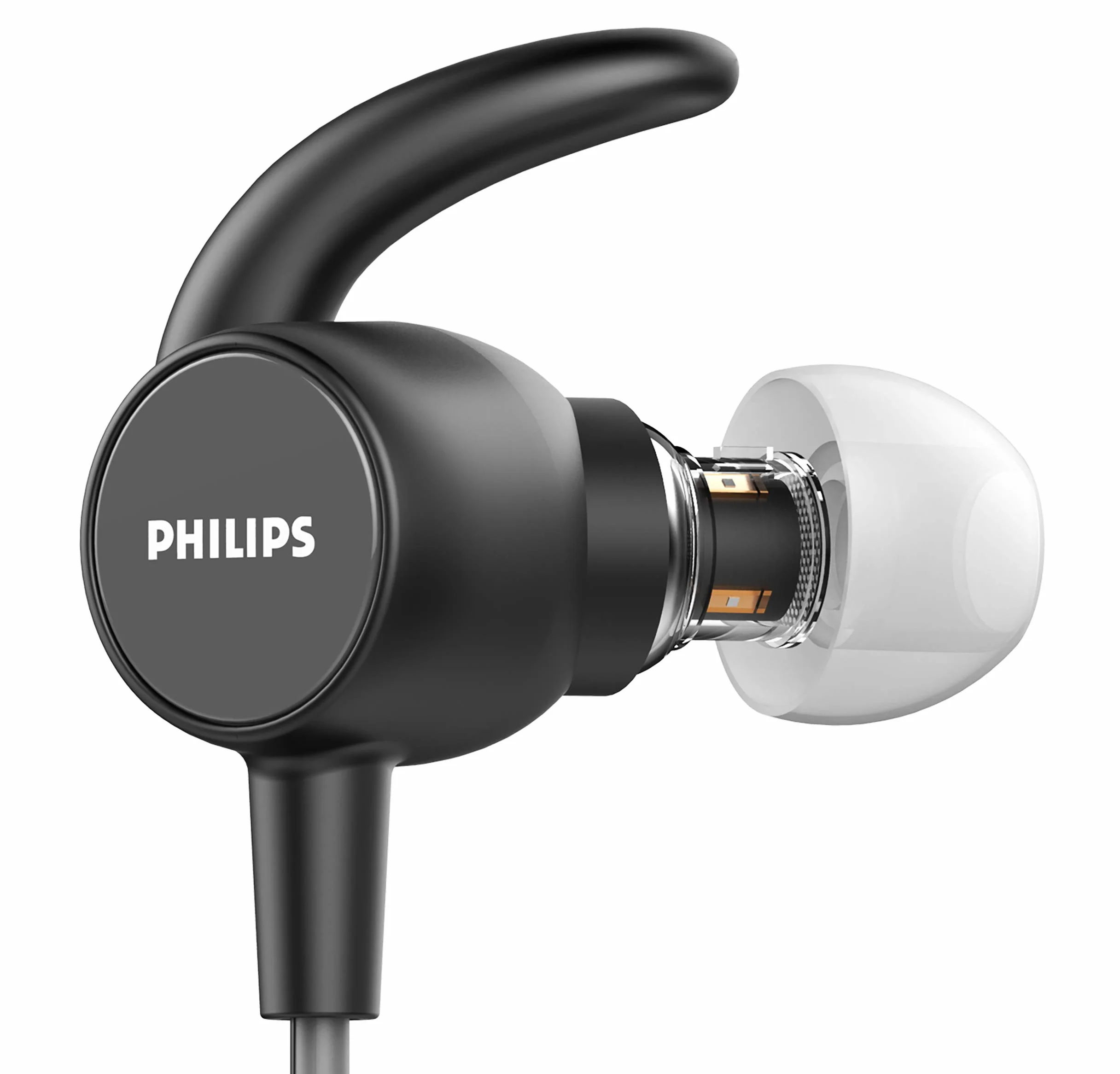 Philips Audio Sportowe słuchawki douszne (Bluetooth, 6 godzin pracy baterii, wbudowany czujnik tętna, funkcja szybkiego ładowania, wodoszczelność IPX5, odporne na pot), czarne, SN503, rozmiar