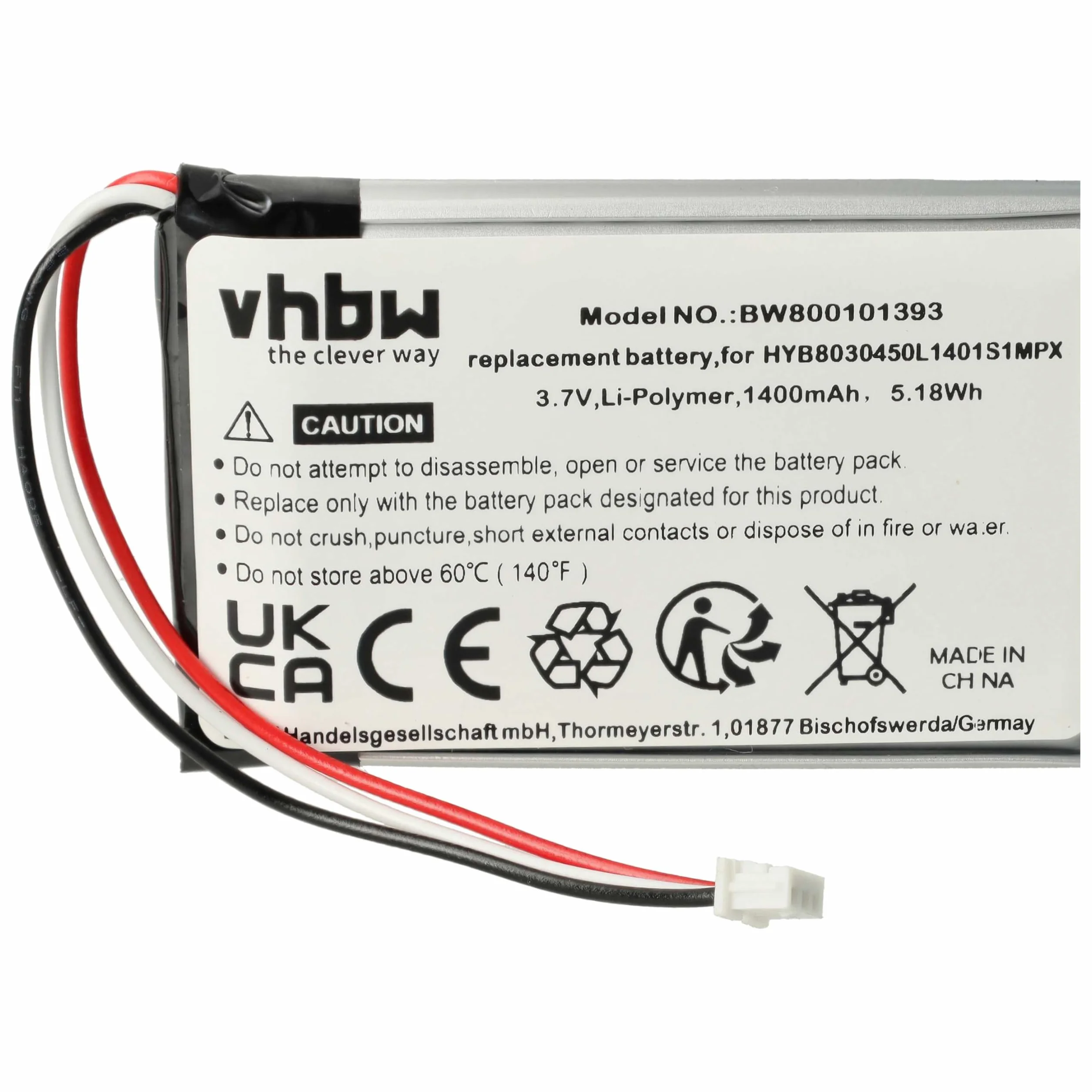 Bateria LI-ION (1400 mAh) nadaje się do VDO Dayton, PN1000, PN2050, PN 1000 2050 zamiennik HYB8030450L1401S1MPX