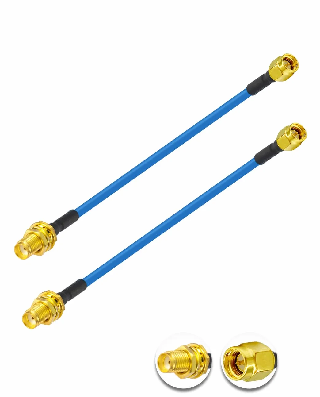 Vecys 2PCS SMA Męski do żeński RF Kabel Koncentryczny 50 Ohm 6"/15CM RG402 SMA RF Koncentryczny Pigtail Kabel