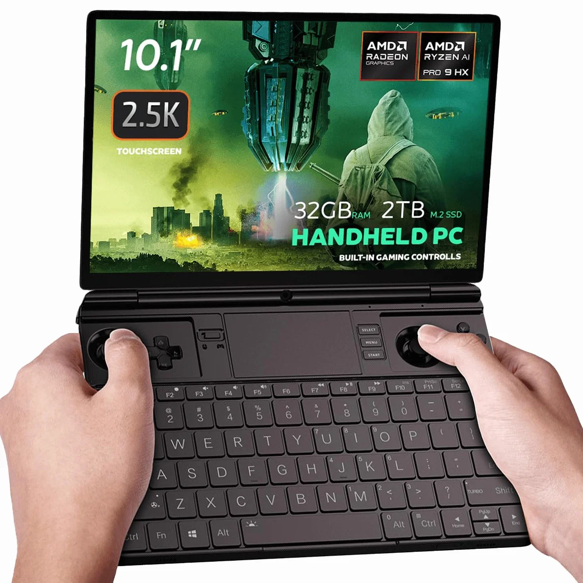 GPD WIN MAX 2 2025 przenośny komputer do gier z AMD Ryzen AI 9 HX 370, Radeon 890M, 32 GB RAM, dyskiem SSD 2 TB, OcuLink, 10,1-calowym wyświetlaczem IPS.