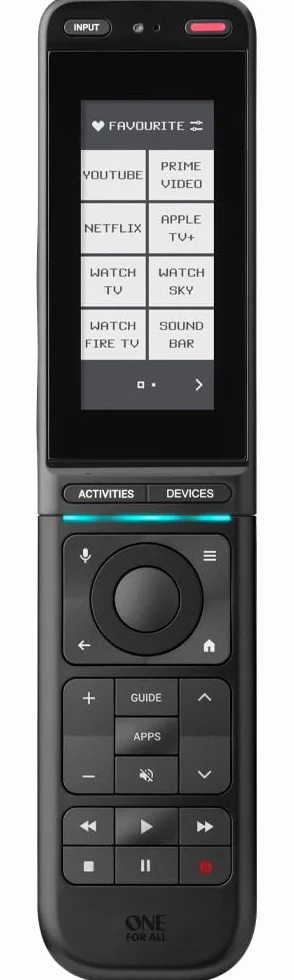 One for All URC7985 Smart Control Pro uniwersalny pilot zdalnego sterowania – ekran dotykowy, sterowanie aplikacją, podczerwień i Bluetooth, możliwość dostosowania aktywności i ekranów, podświetlane