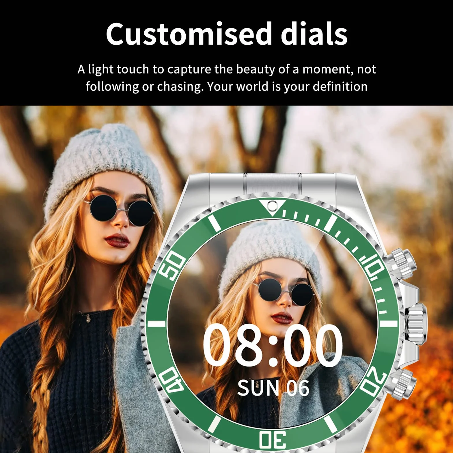 FORSINING Zdrowie i fitness smartwatch z monitorem ciśnienia krwi tętna licznik kroków zegarek inteligentne zegarki dla mężczyzn, zielony srebrny