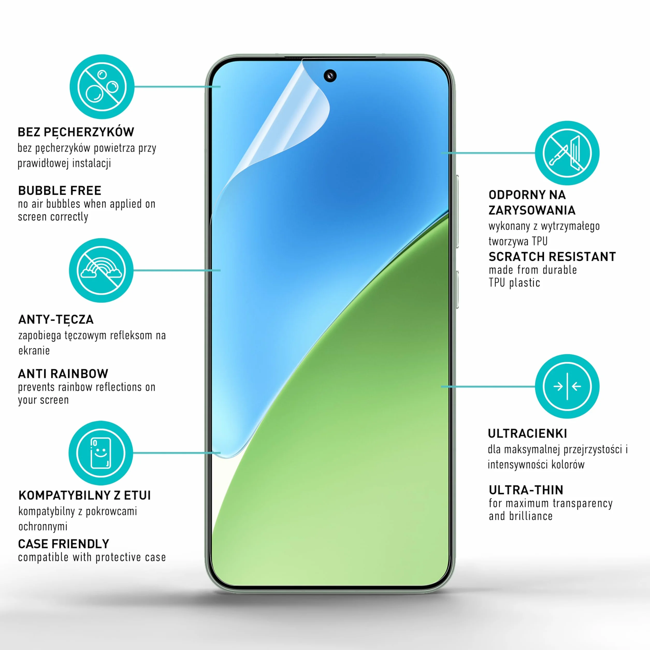 smartect Folia Ochronna TPU [2 Sztuki, Clear] dla Xiaomi 15 5G, Zakrywa cały wyświetlacz, Ochraniacz Ekranu bez Pęcherzyków, Bez Odcisków palców