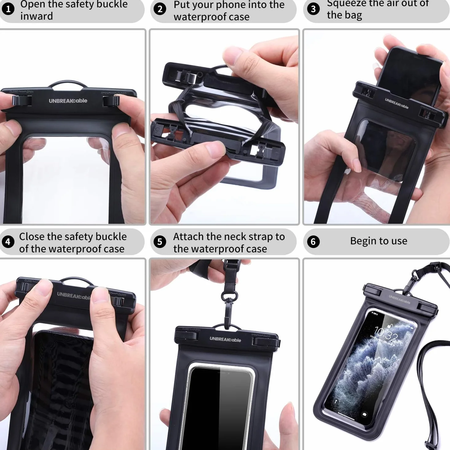 UNBREAKcable Wodoodporny pokrowiec IPX8 do 7,0 cala iPhone 13 PRO 12 11 XS XR SE 8 7 6 Samsung Xiaomi Huawei