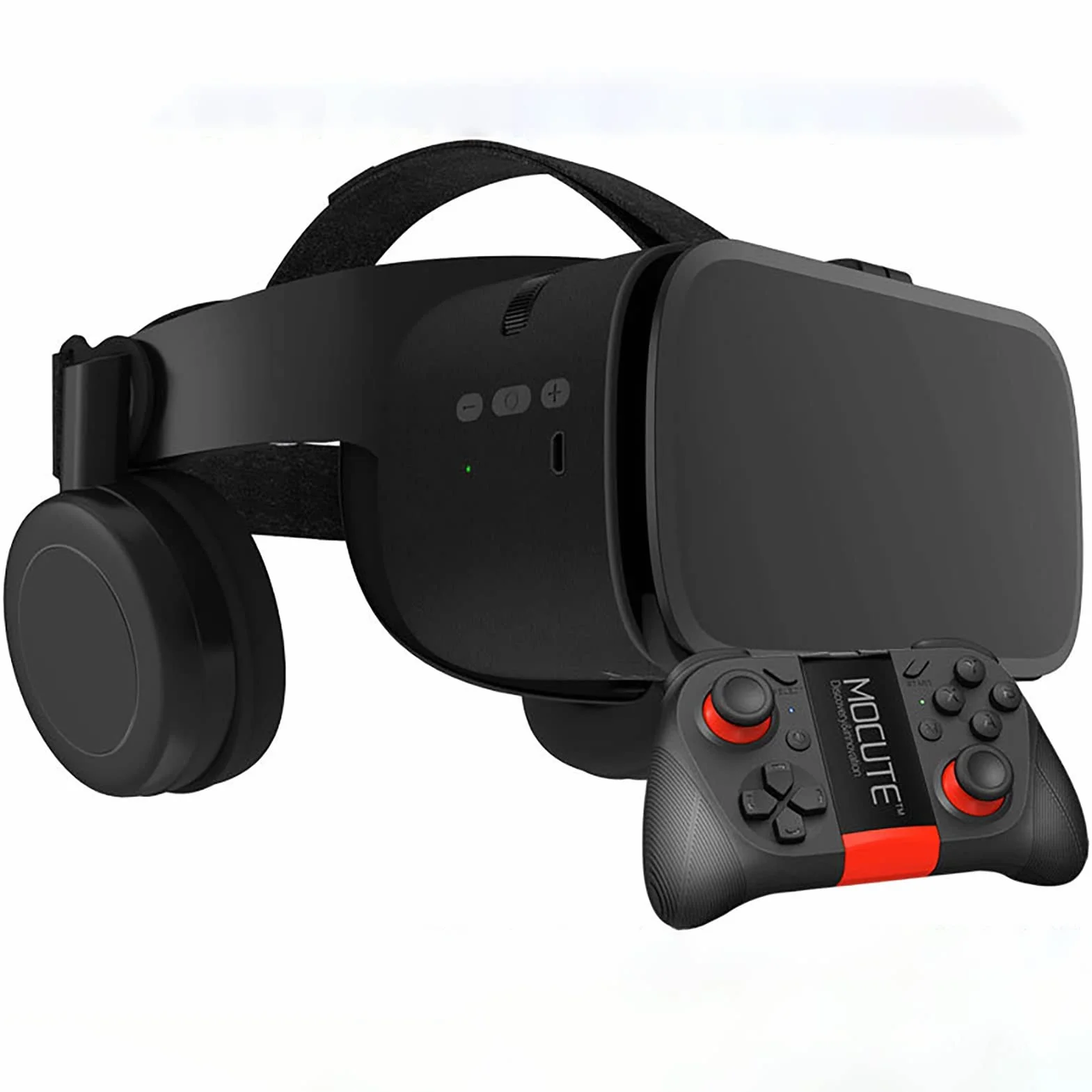 Okulary VR z pilotem zdalnego sterowania, okulary VR do filmów 3D gry wideo, VR Realidad Virtuales Game System VR zestaw słuchawkowy do iPhone'a Apple Android PC Phone (kolor: czarny, rozmiar: 050)