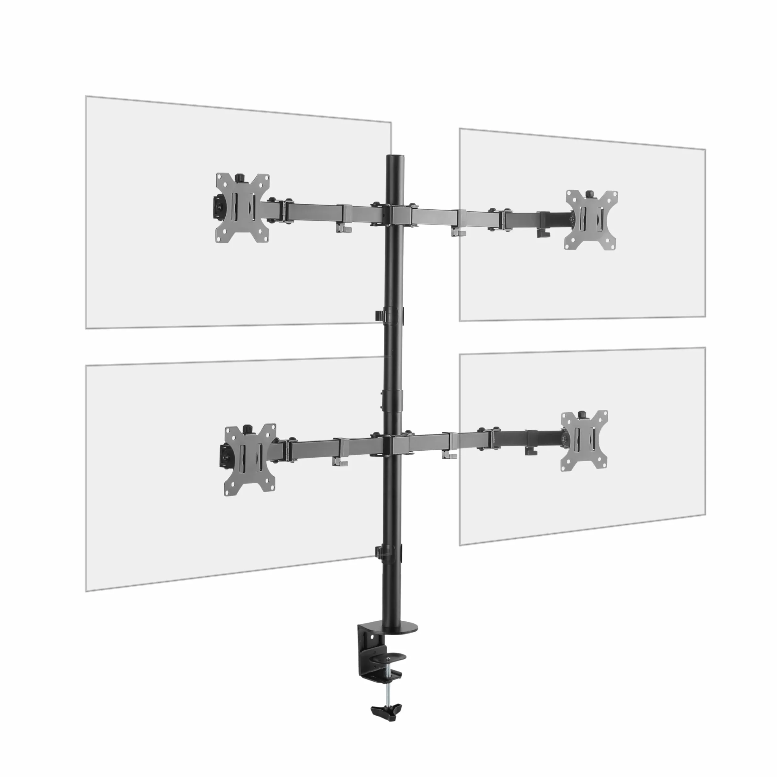 RICOO Uchwyt do monitora, uchwyt do monitora o przekątnej ekranu 13-27 cali, uchwyt na 4 monitory, uchwyt na ekran TS2811, ramię monitora, uchwyt na ekran VESA, stojak na monitor, uchwyt na monitor