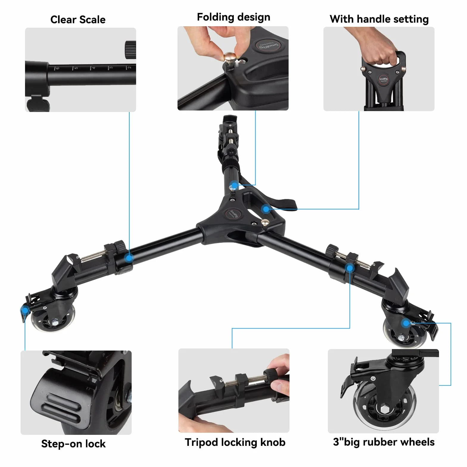SMALLRIG Uniwersalny Uniwersalny Statyw Fotograficzny, WytrzymałY, z Regulowanymi Uchwytami na Nogi i Torbą do Noszenia, NośNość 33 lb - 3986