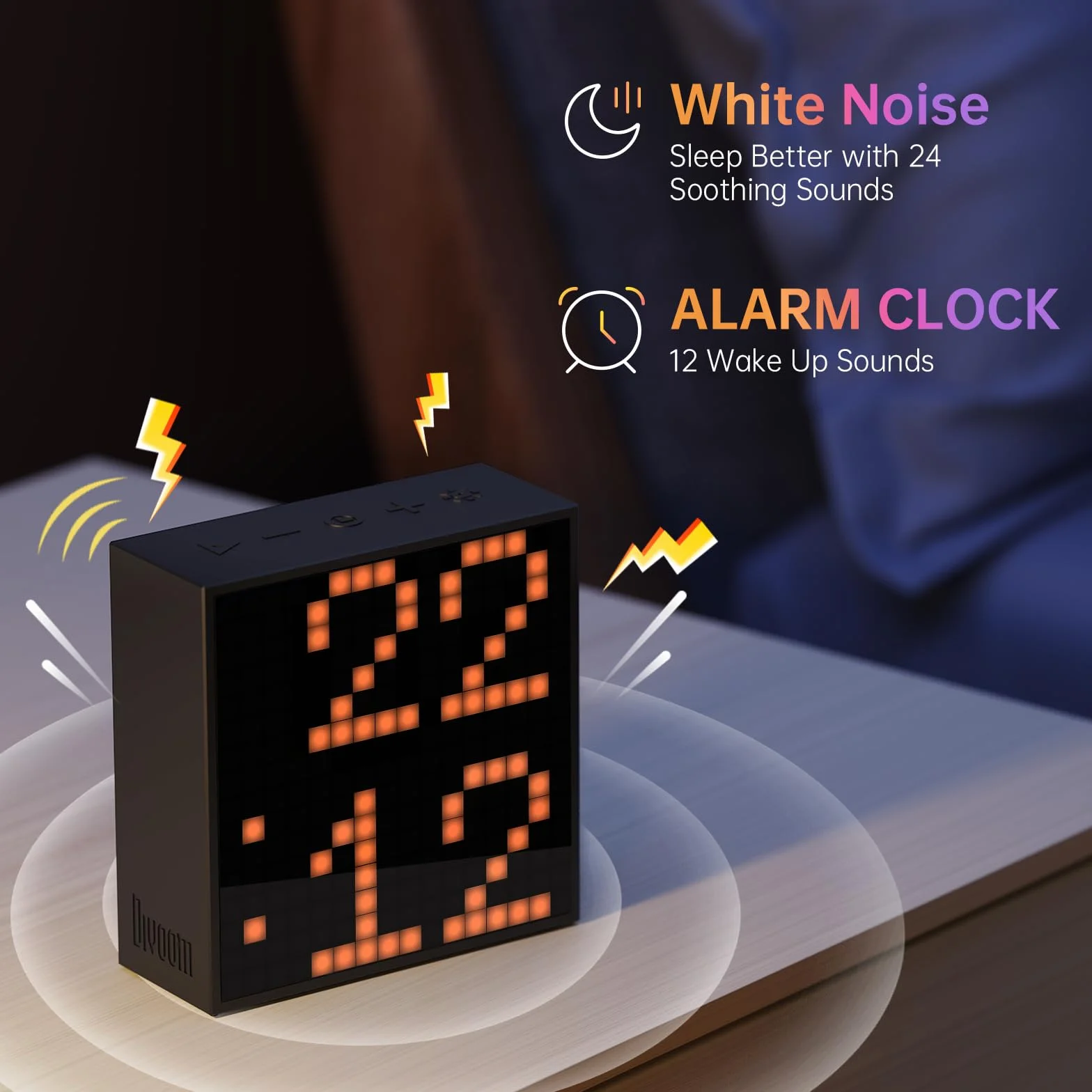 Divoom Timebox evo Pixel Art LED Bluetooth Speaker App Control, inteligentny przenośny głośnik bezprzewodowy z potężnym basem, obsługuje radio z budzikiem, mikrofon (czarny, 1 opakowanie)
