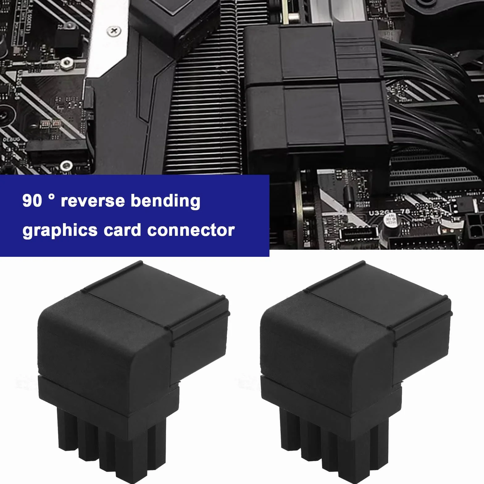 Zasilacz 8-pinowy 90 stopni GPU VGA PCIe adapter kątowy czarny