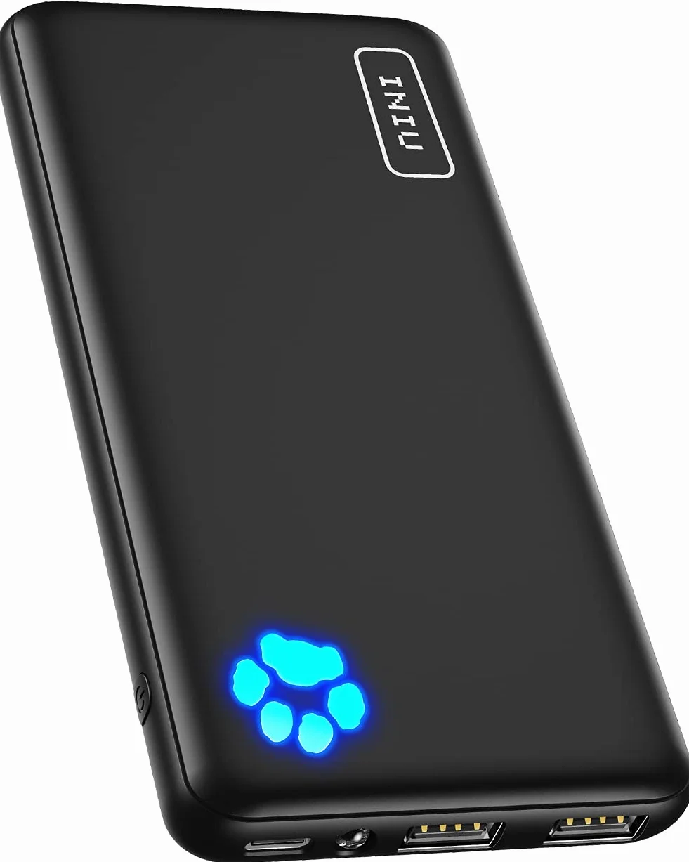 INIU Power Bank, Slimmest i Najlżejsza 10 000 mAh 3A Szybka 3 Wyjścia, Przenośna Ladowarka USB C i Latarka Powerbank Akumulator do iPhone 15 14 13 12 11 Pro Max Samsung Galaxy Xiaomi Google iPad itp.