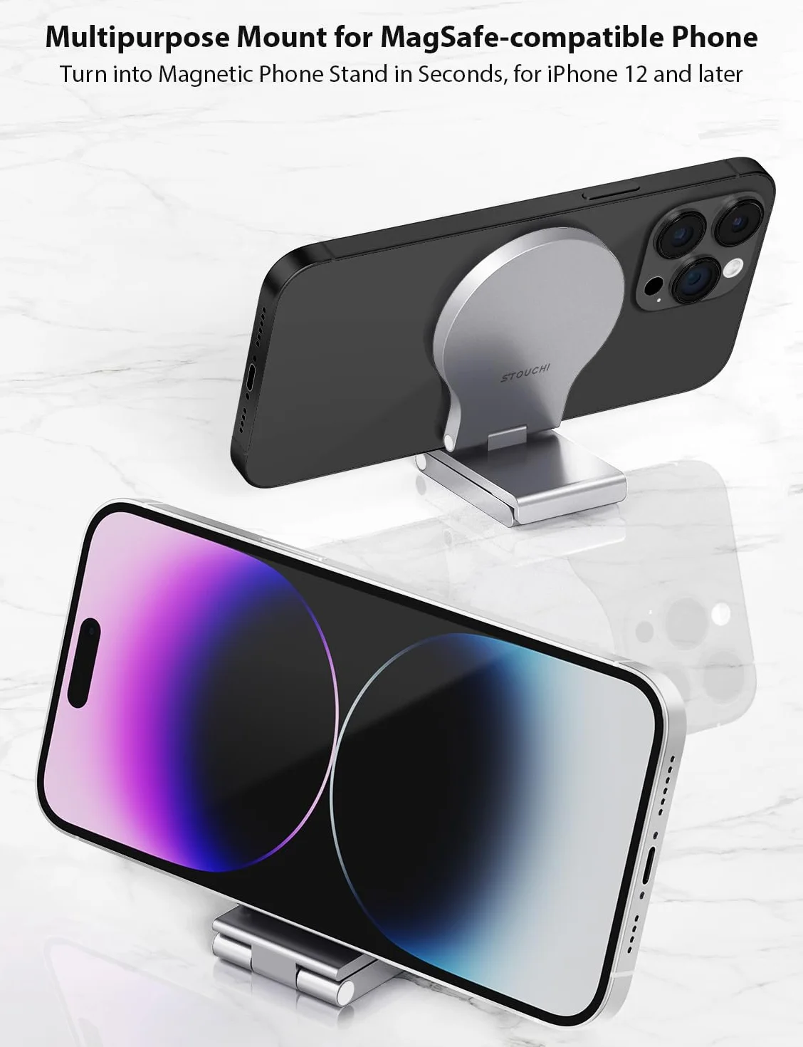 Uchwyt kamery Stouchi Continuity do komputera iMac, monitor stacjonarny, uchwyt monitora iPhone'a z regulowanym kątem, uchwyt kamery internetowej do wideokonferencji, FaceTime