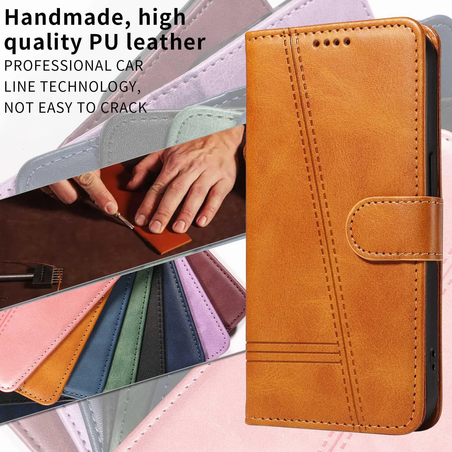 Etui z klapką do Samsung Galaxy S25 Ultra/S25 Plus/S25, skórzane etui portfelowe na telefon z stojakiem na karty, etui foliowe, odporne na wstrząsy, z tworzywa TPU wewnątrz, żółte, S25plus
