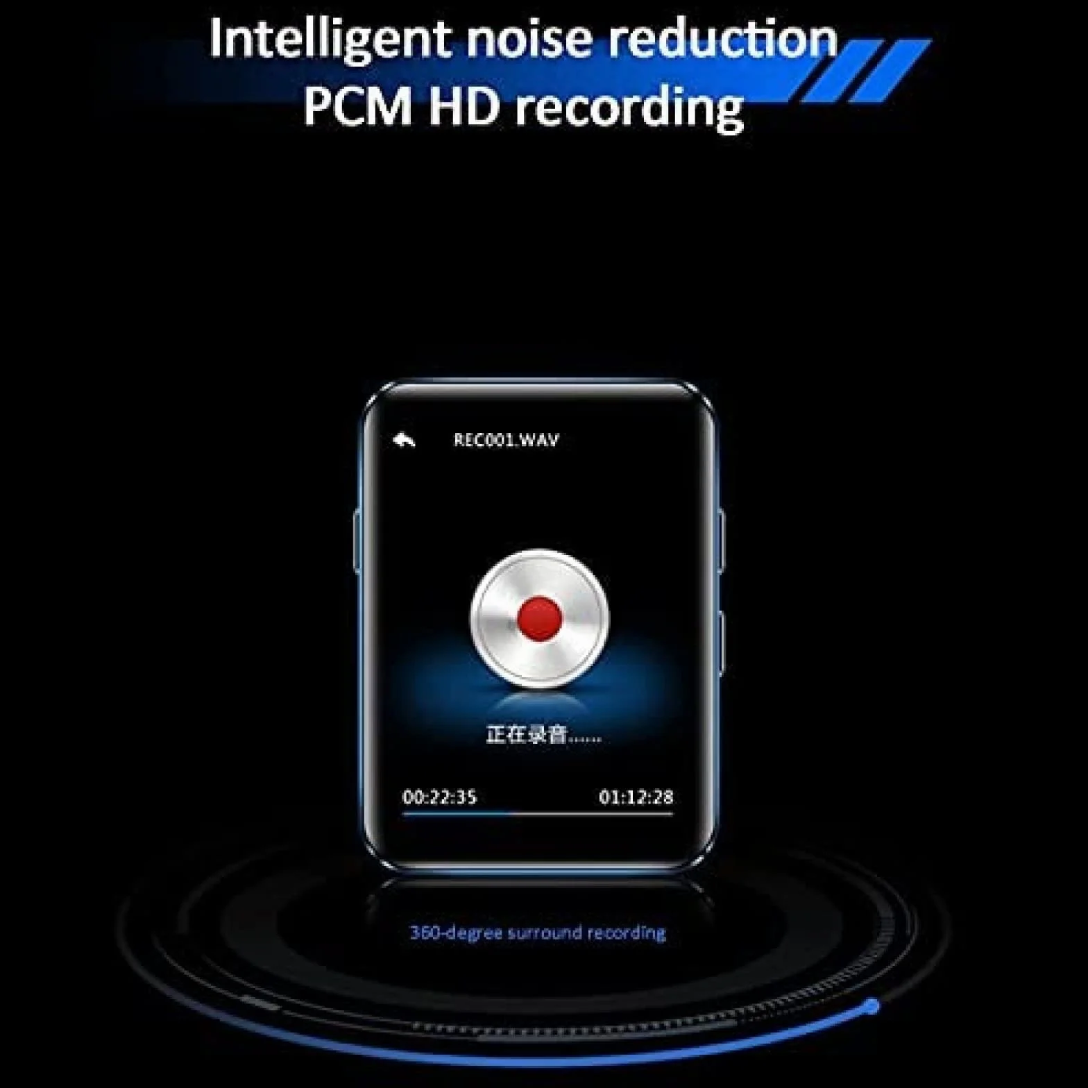 Przenośny odtwarzacz MP3/MP4 z Bluetooth 5.0 - odtwarzacz muzyczny do uruchamiania wbudowanego głośnika z ekranem HD 1,8", radiem FM, dyktafonem, czarny, 16 GB