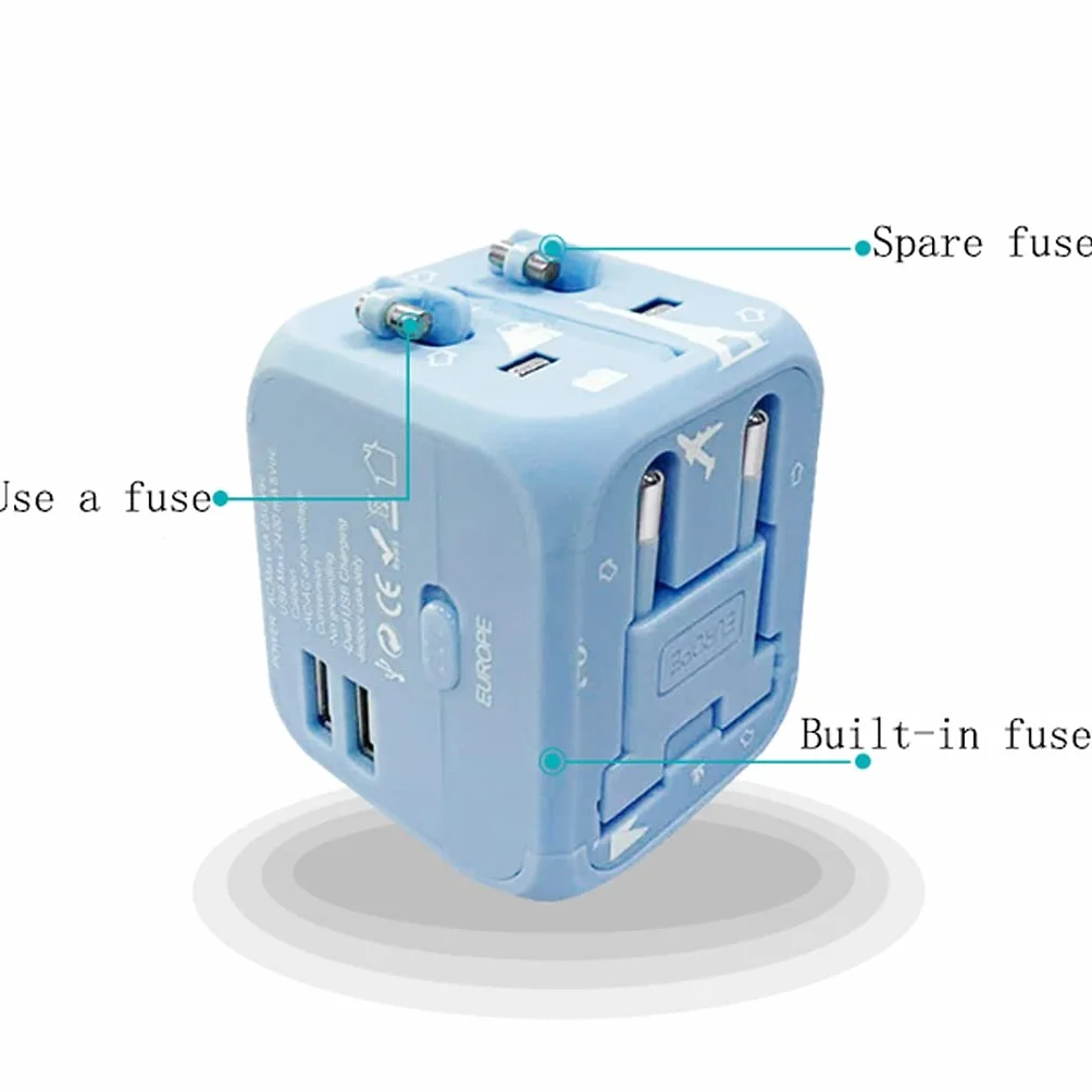 Uniwersalna adapter zasilacza doskonała ładowarka wtyczki na całym świecie z 2 Usb. Port, międzynarodowy adapter podróży, (Color : C)