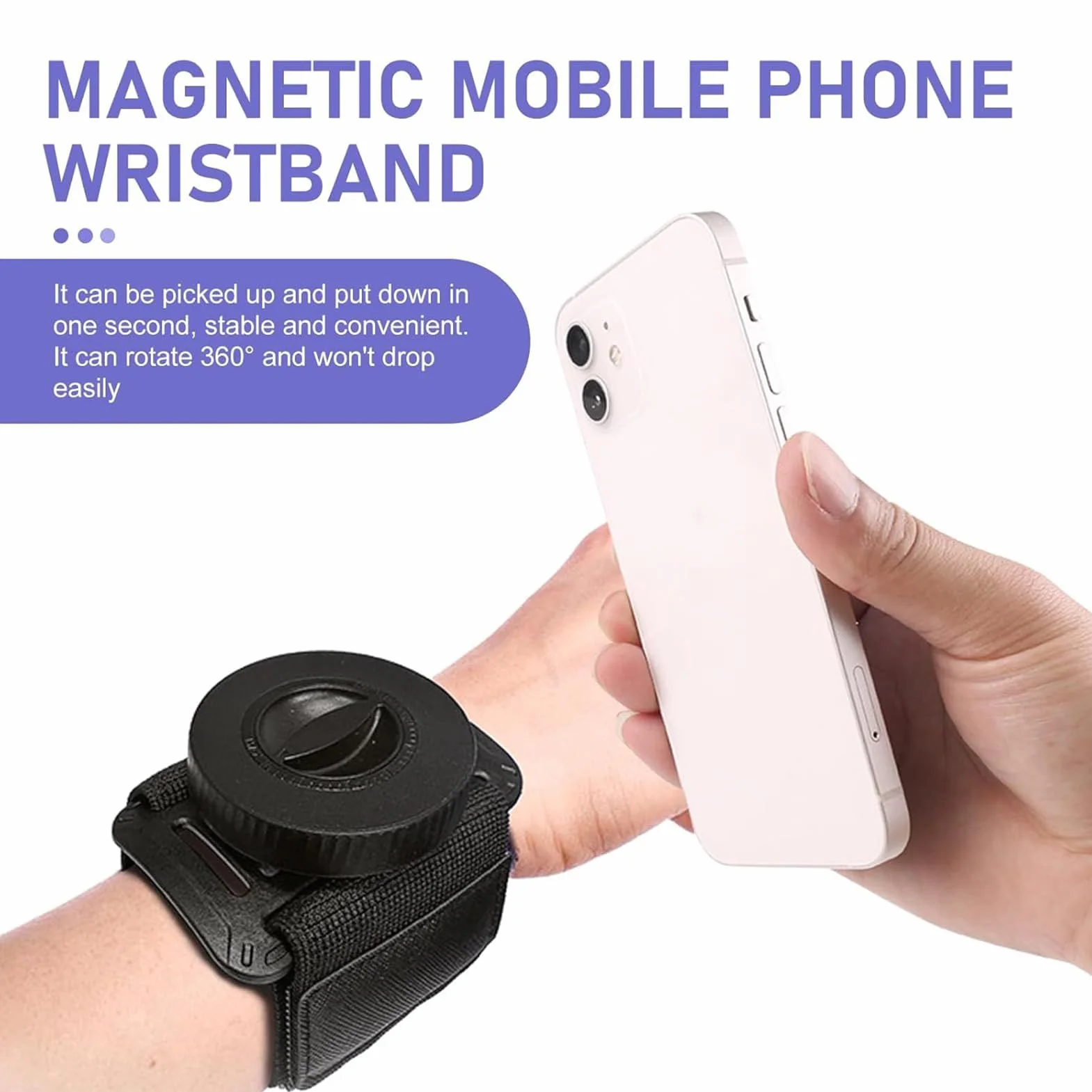 Uchwyt telefon nadgarstek, magnetyczny uchwyt smartfon z uchwytem - sportowa opaska telefon, do podró?y, joggingu, si?owni, ?wicze?, jazdy rowerze, w?drówek, spacerów i