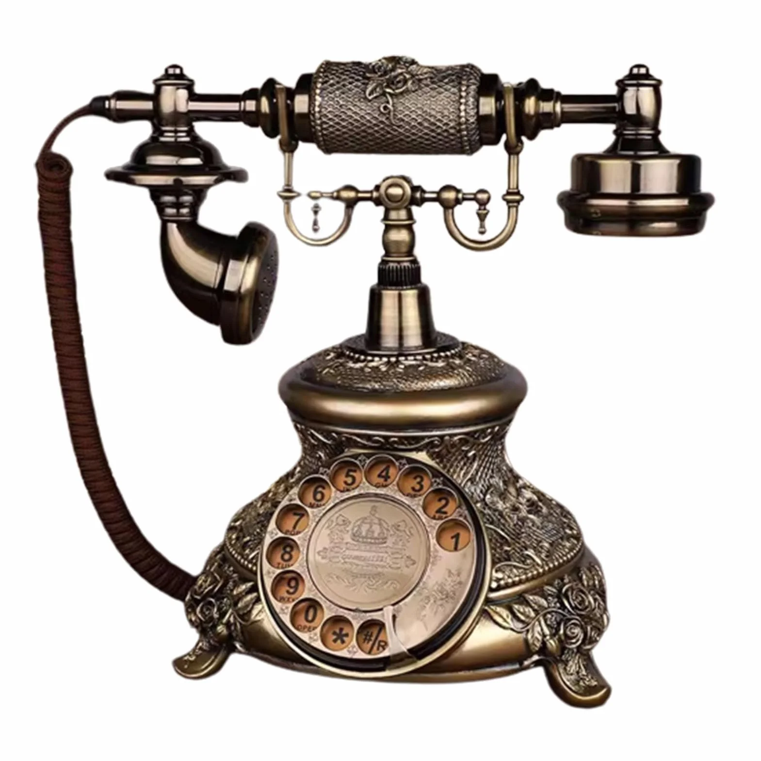 HJMMWT Wybierz telefon przewodowy analogowy telefon stacjonarny biurko klasyczny retro dom obróć do sypialni/biura