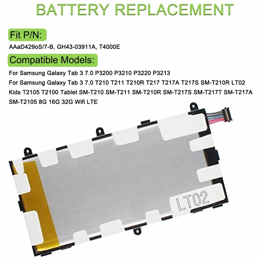 XITAIAN 3.7V 14.80Wh T4000E Bateria Zamiennik do Samsung Galaxy Tab 3 7.0 SM-T210R
