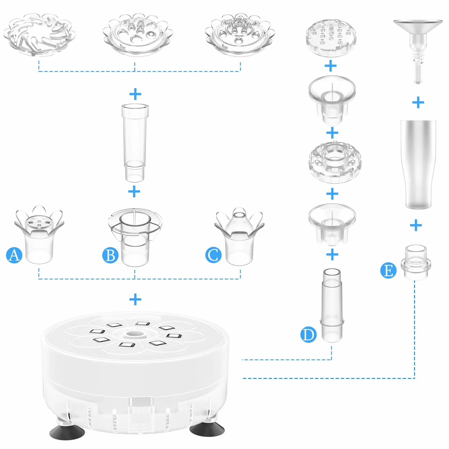 AISITIN Fontanna LED 2,5 W, USB, kolorowa fontanna solarna do użytku na zewnątrz, z kablem 4,8 m, solarna pompa do oczka wodnego, z różnymi wymiennymi dyszami, do ogrodu, stawu rybnego, basenu dla ptaków, przezroczysta