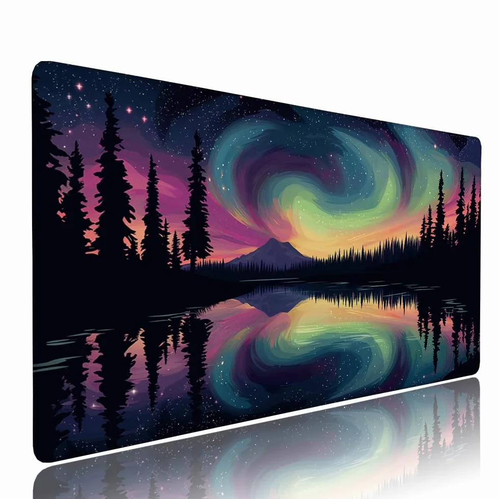 Podkładka pod mysz do gier xxl akcesoria do biurka czarne Aurora duża podkładka pod mysz i klawiaturę podkładka na biurko, akcesoria do gier komputerowe 1200 x 600 x 3 mm antypoślizgowa podstawa, do