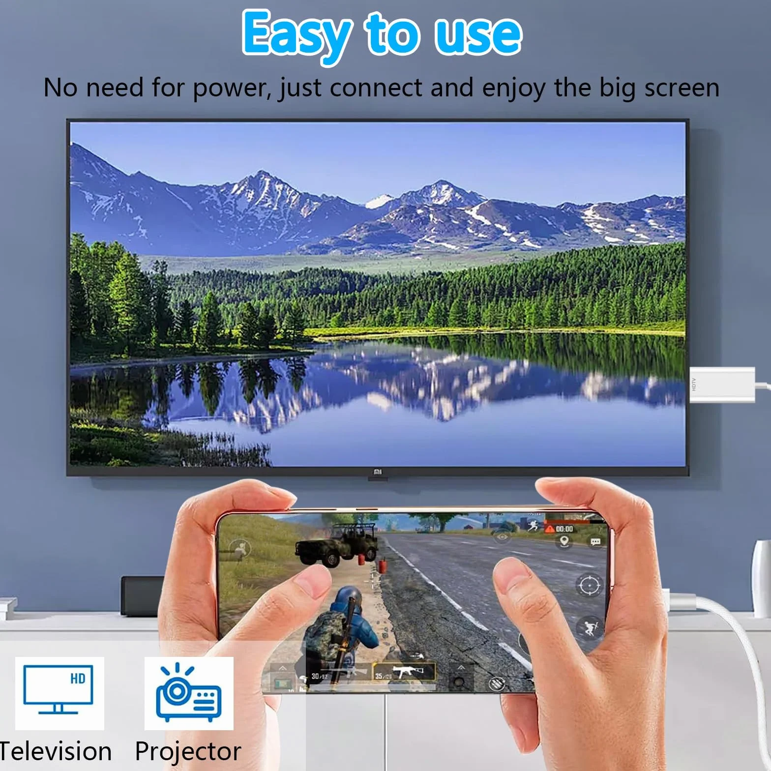 Oliveria Kabel Lightning HDMI, adapter Lightning HDMI 2 m, adapter L-ightning na H-DMI, adapter L-ightning na H-DMI 1080P do iPhone14, 13, 12, 11, Plug and Play